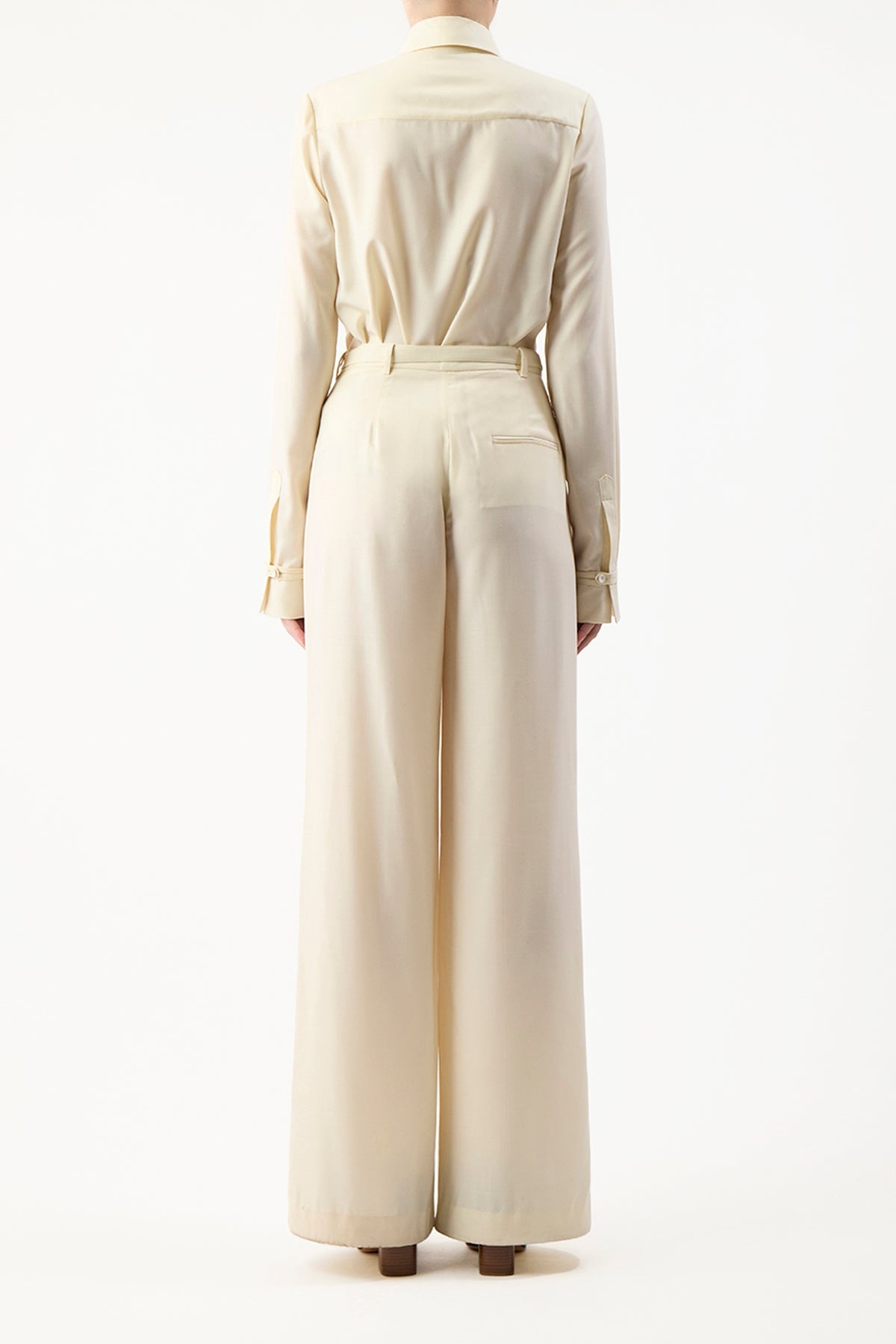 Vargas Pant in Ivory Lightweight Cashmere - 4