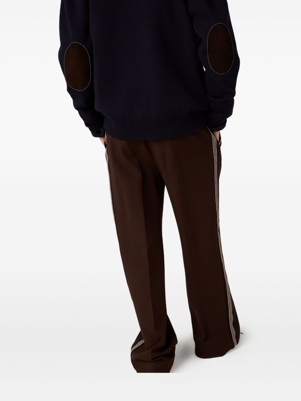 leather-panel wool cardigan - 4
