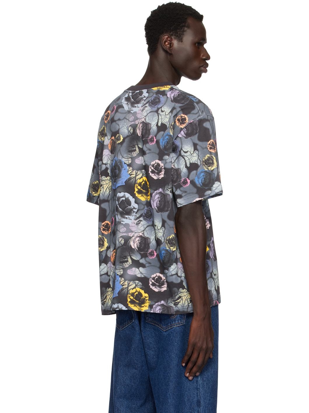 Black Floral Solid Camo Logo Relaxed Fit T-shirt - 3