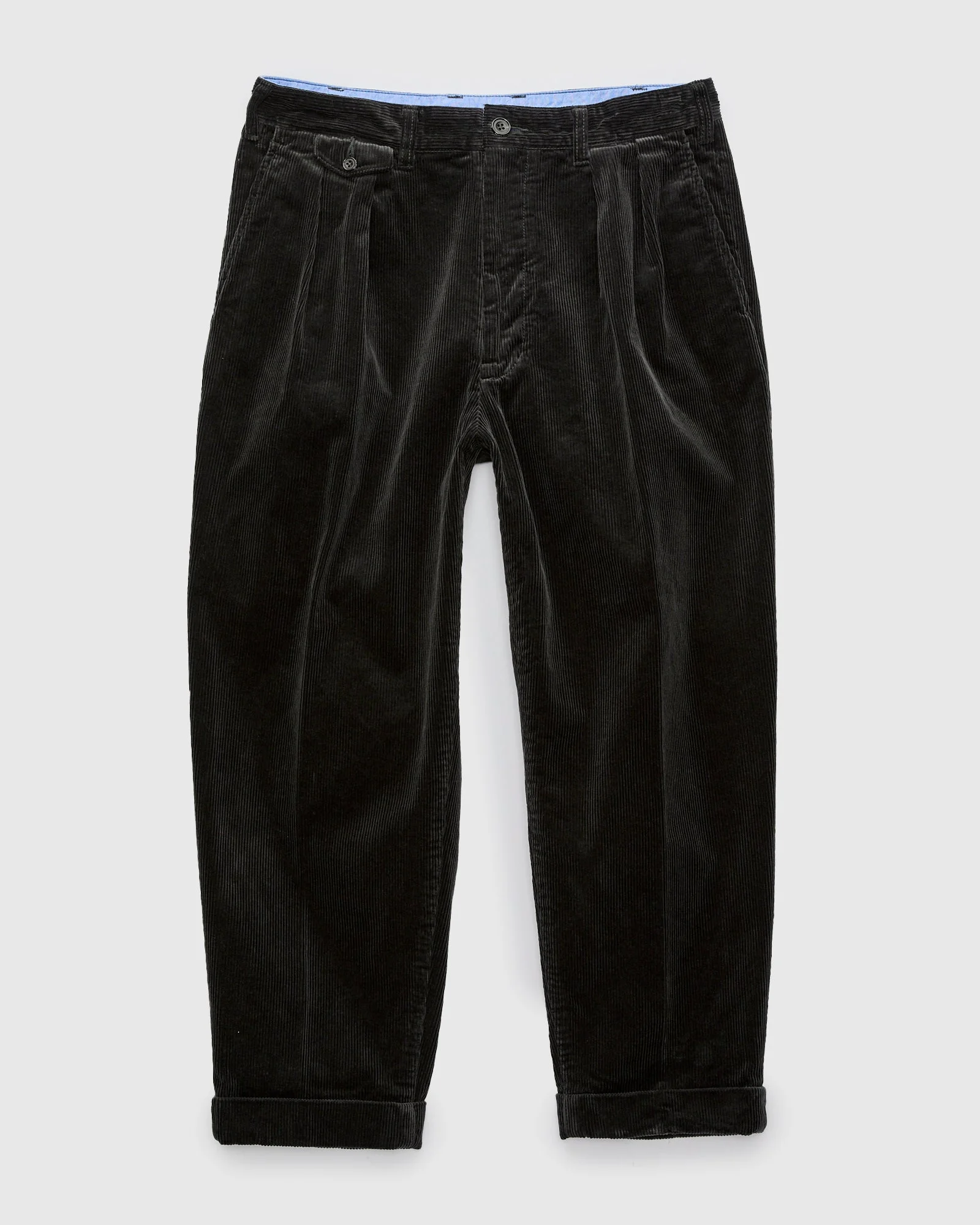 2-Pleat Corduroy Trousers in Charcoal Grey - 1