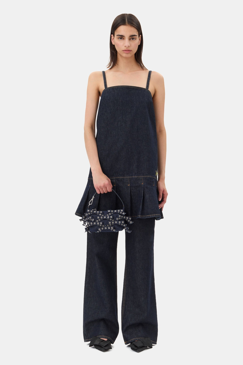 GANNI DENIM STRAP MINI DRESS outlook