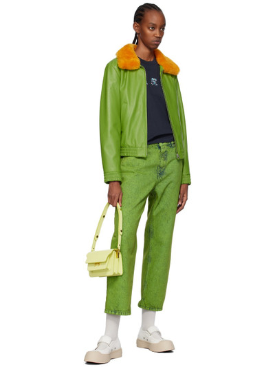 Marni Green Zip Shearling Jacket outlook