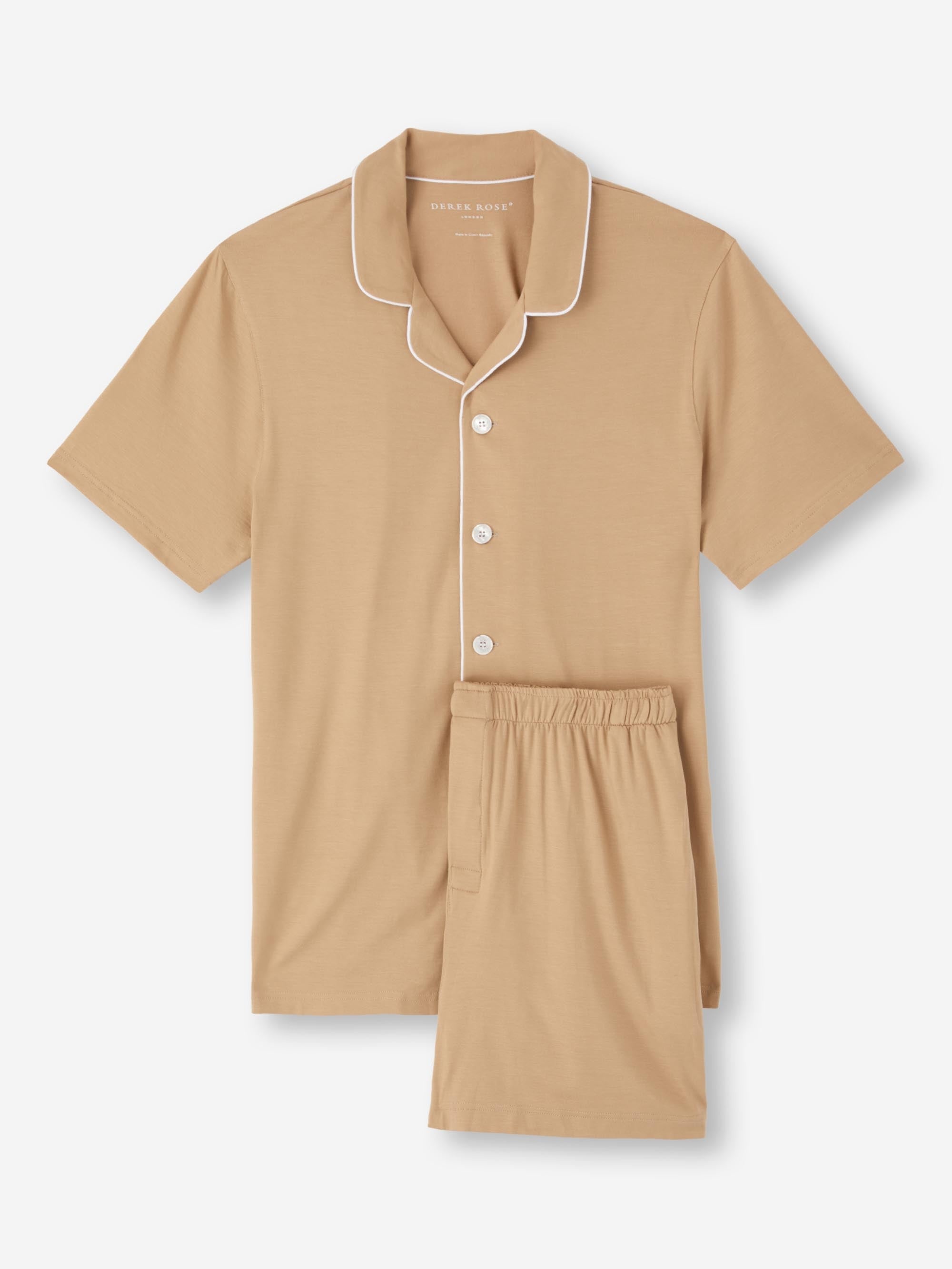 Men's Short Pajamas Basel Micro Modal Stretch Camel - 2