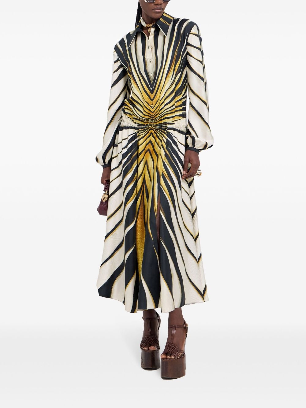 Ray of Gold print silk shirt dress - 2