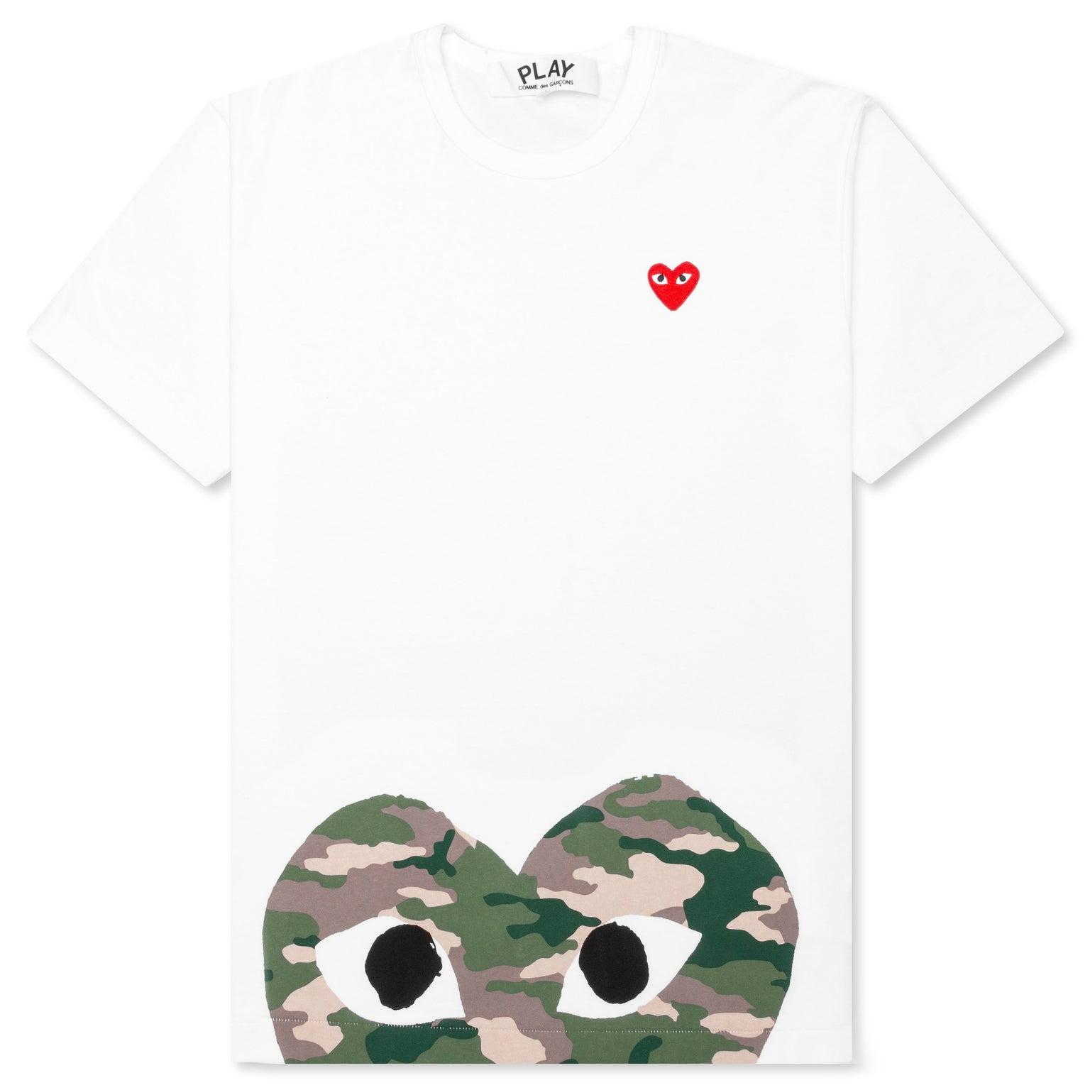 COMME DES GARCONS PLAY CAMOUFLAGE EDGE HEART T-SHIRT - WHITE - 1