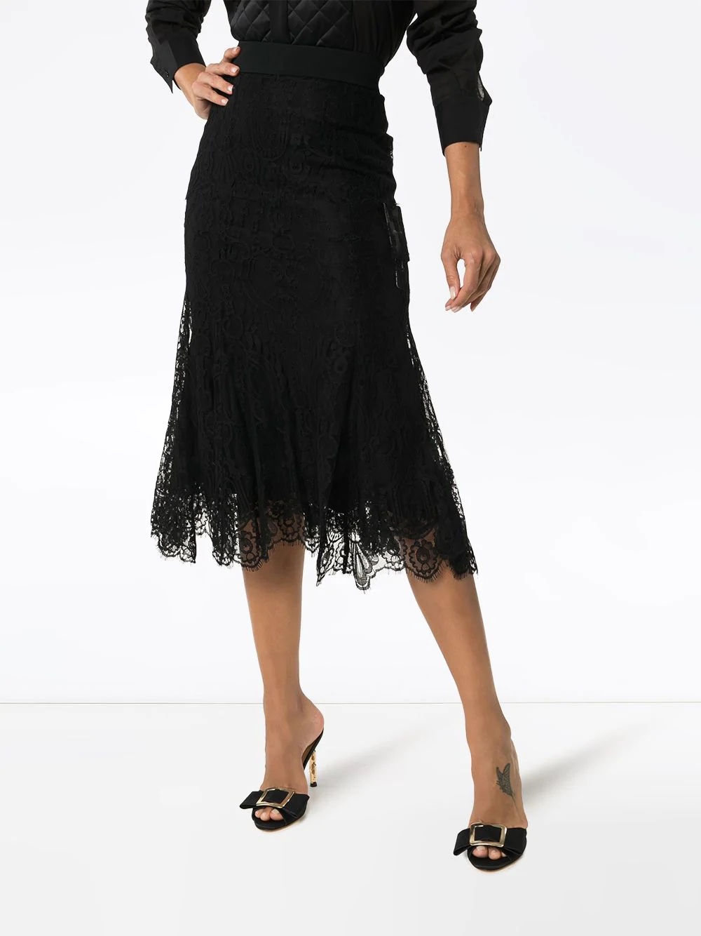 fluted lace midi skirt - 3