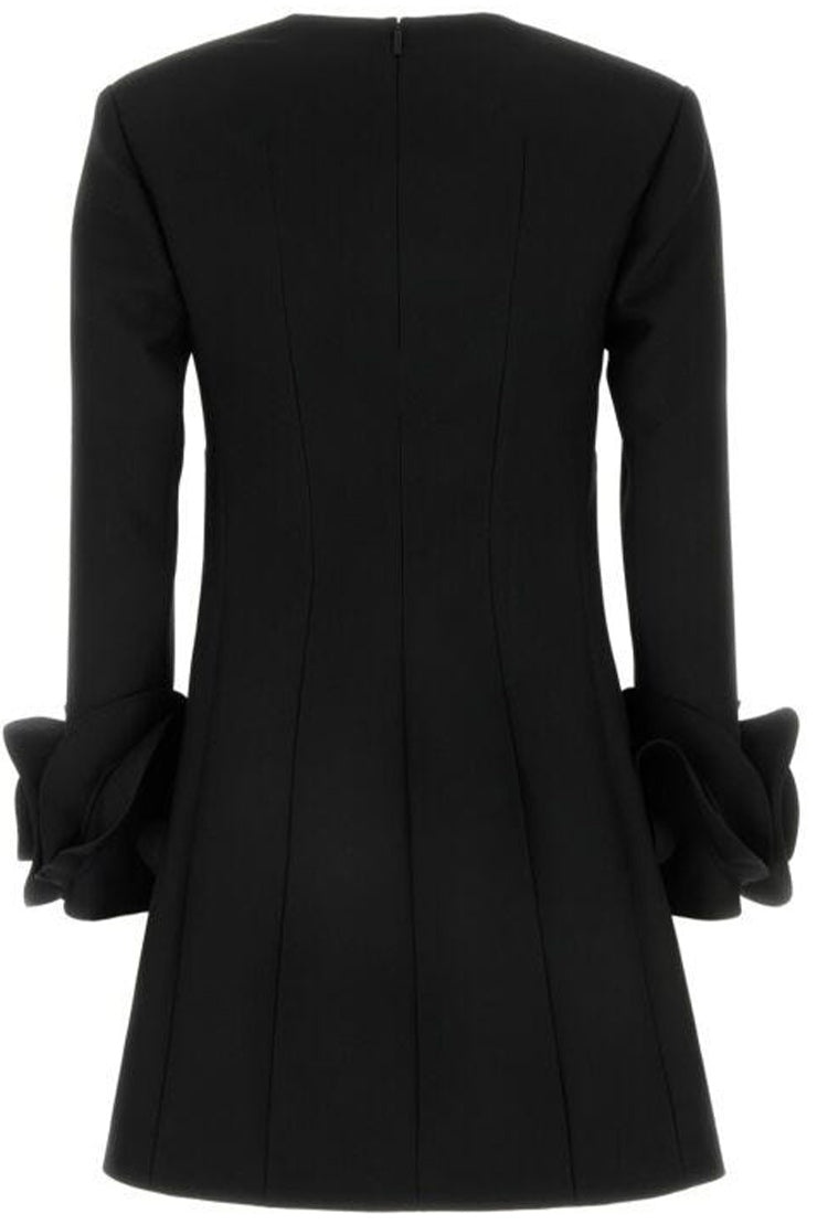 ワンピース Valentino Garavani Double Compact Drill Minidress With Rose Valentino DOUBLE COMPACT DRILL MINIDRESS WITH ROSE DETAIL
