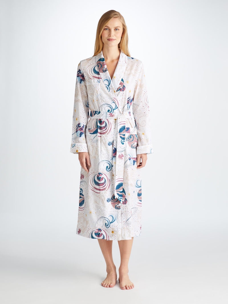 Women's Long Dressing Gown Ledbury 76 Cotton Batiste White - 3