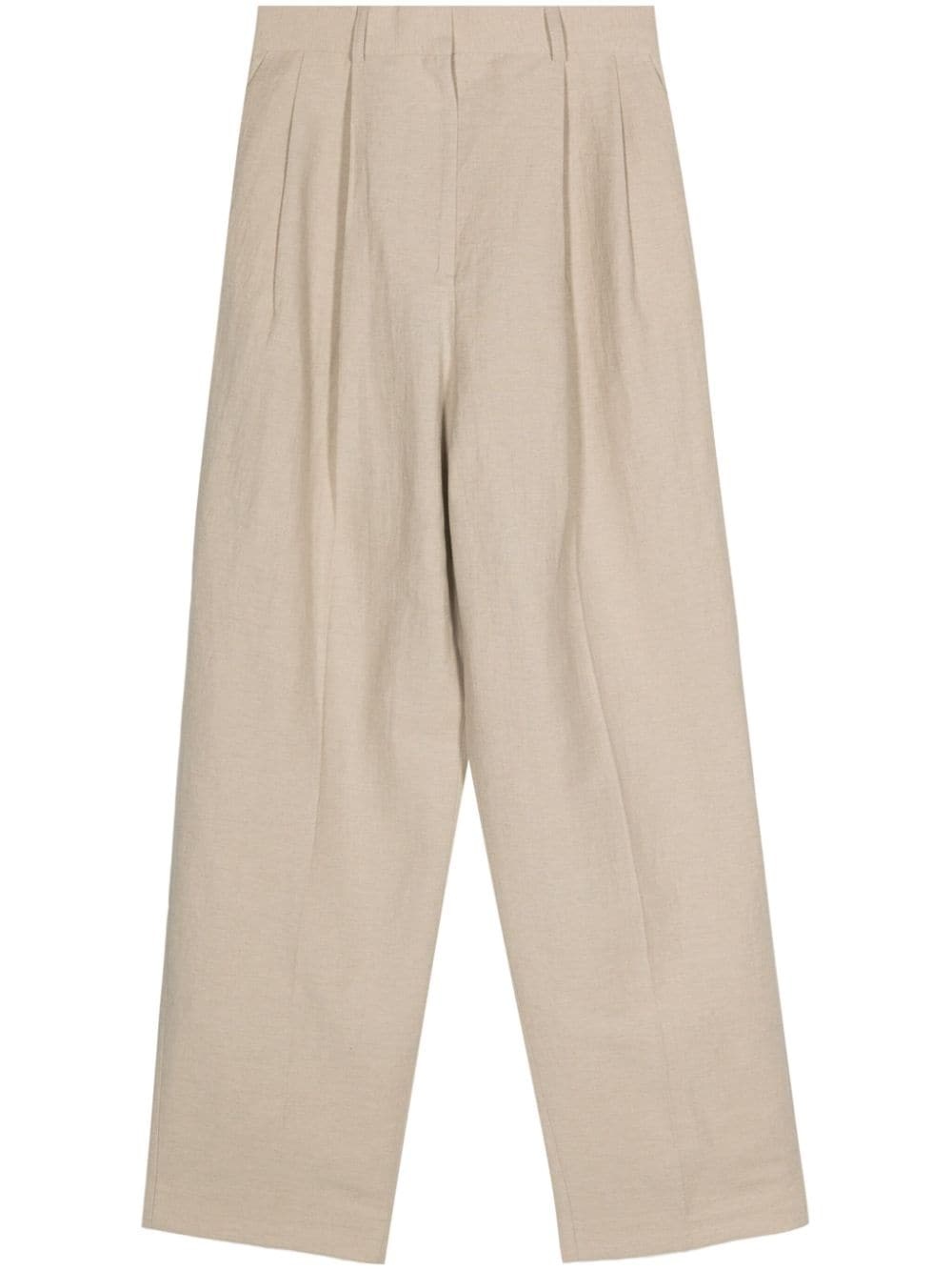 pleat-detail tapered trousers - 1