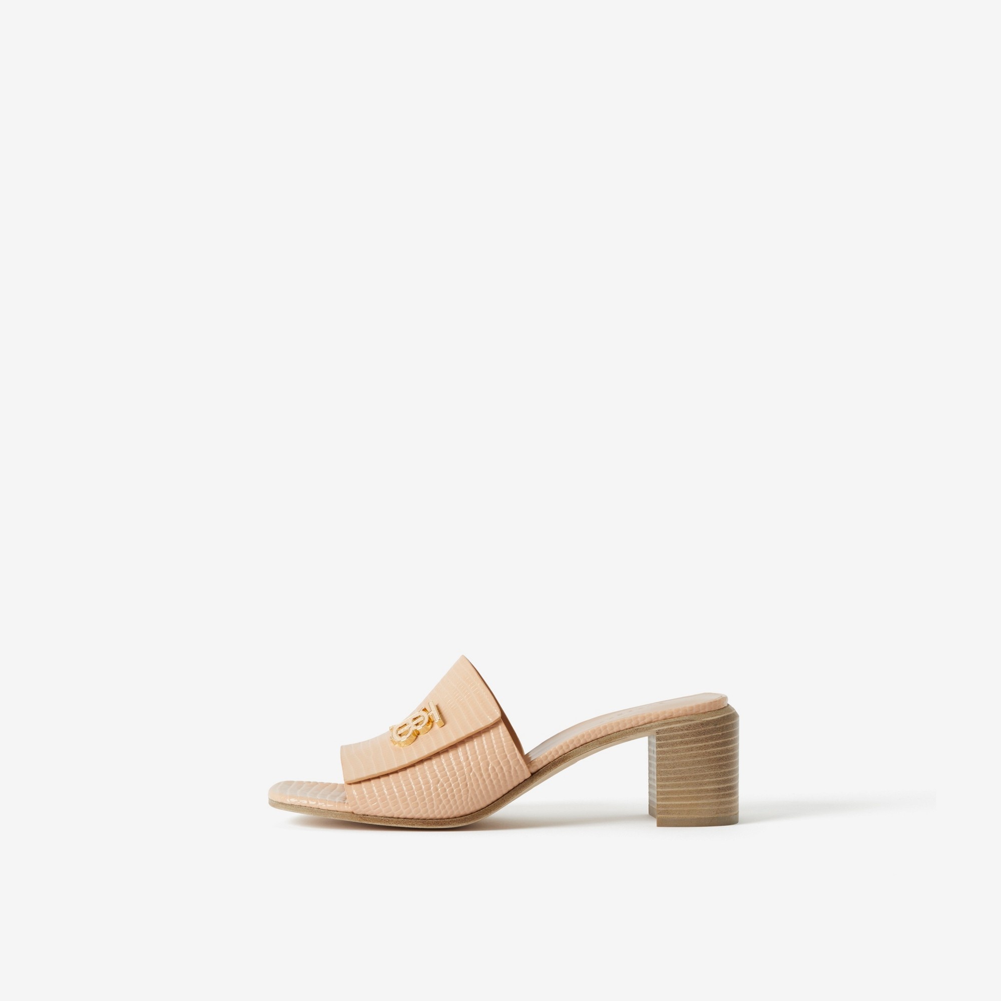 Monogram Motif Embossed Leather Mules - 5