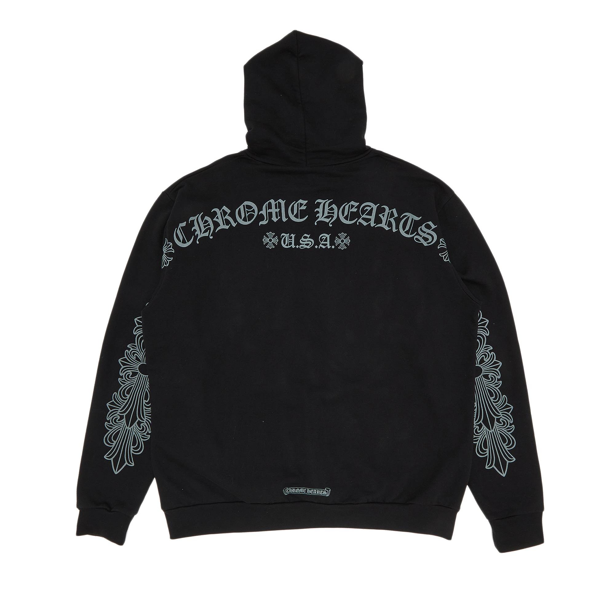 Chrome Hearts Horseshoe Floral Sleeve Hoodie 'Black/Grey' - 2