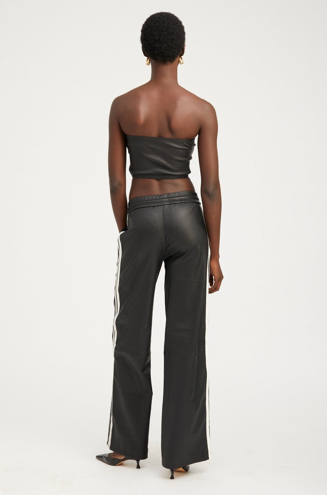BLACK LEATHER MICRO TUBE TOP - 3
