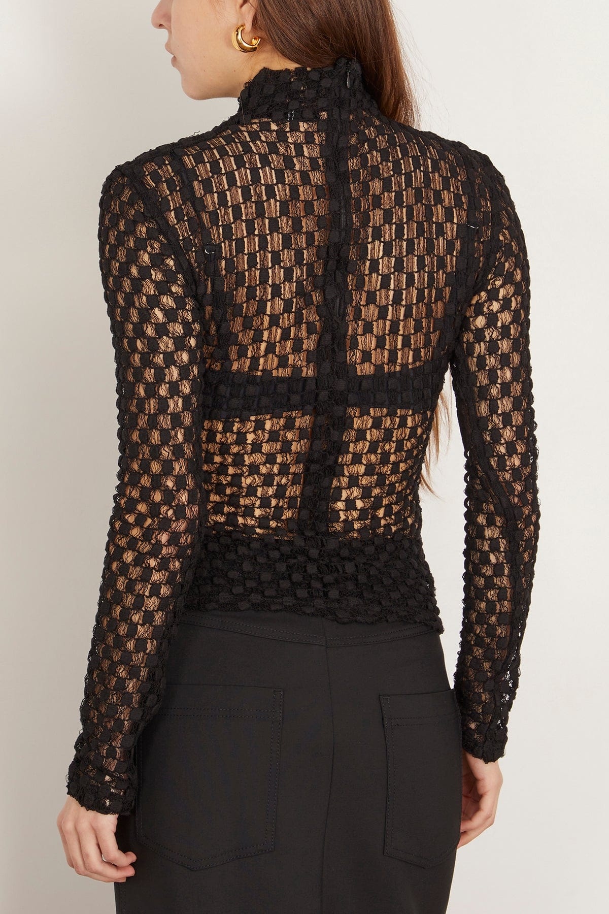 Geometrical Lace Top in Black - 4