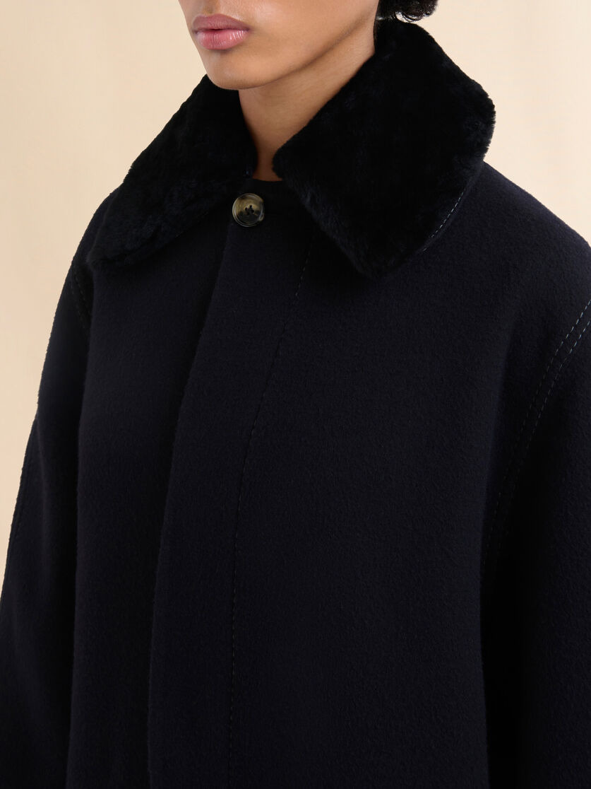 WOOL AND CASHMERE COAT WITH SHEARLING COLLAR - 4