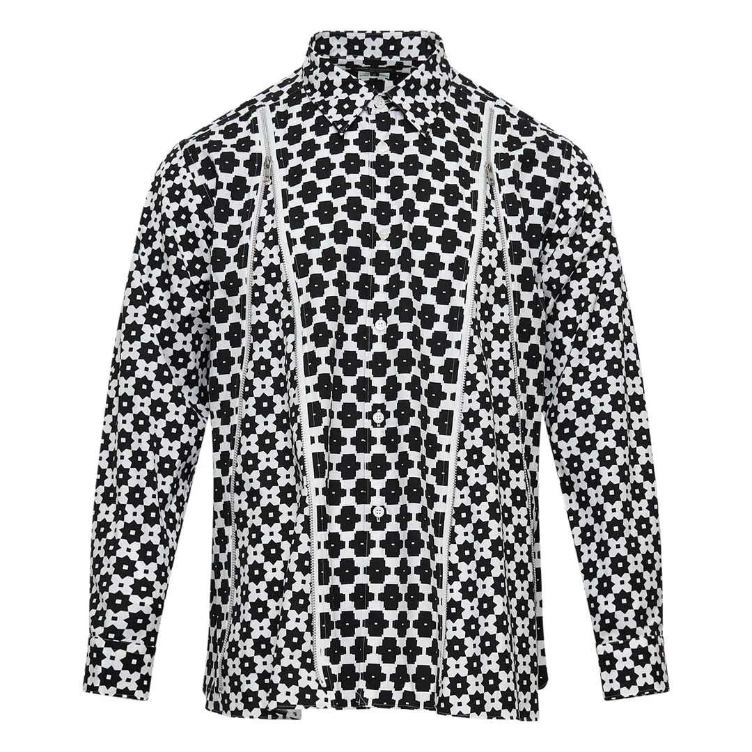 Bold Printed Pattern Long Sleeve Button Shirt - 1