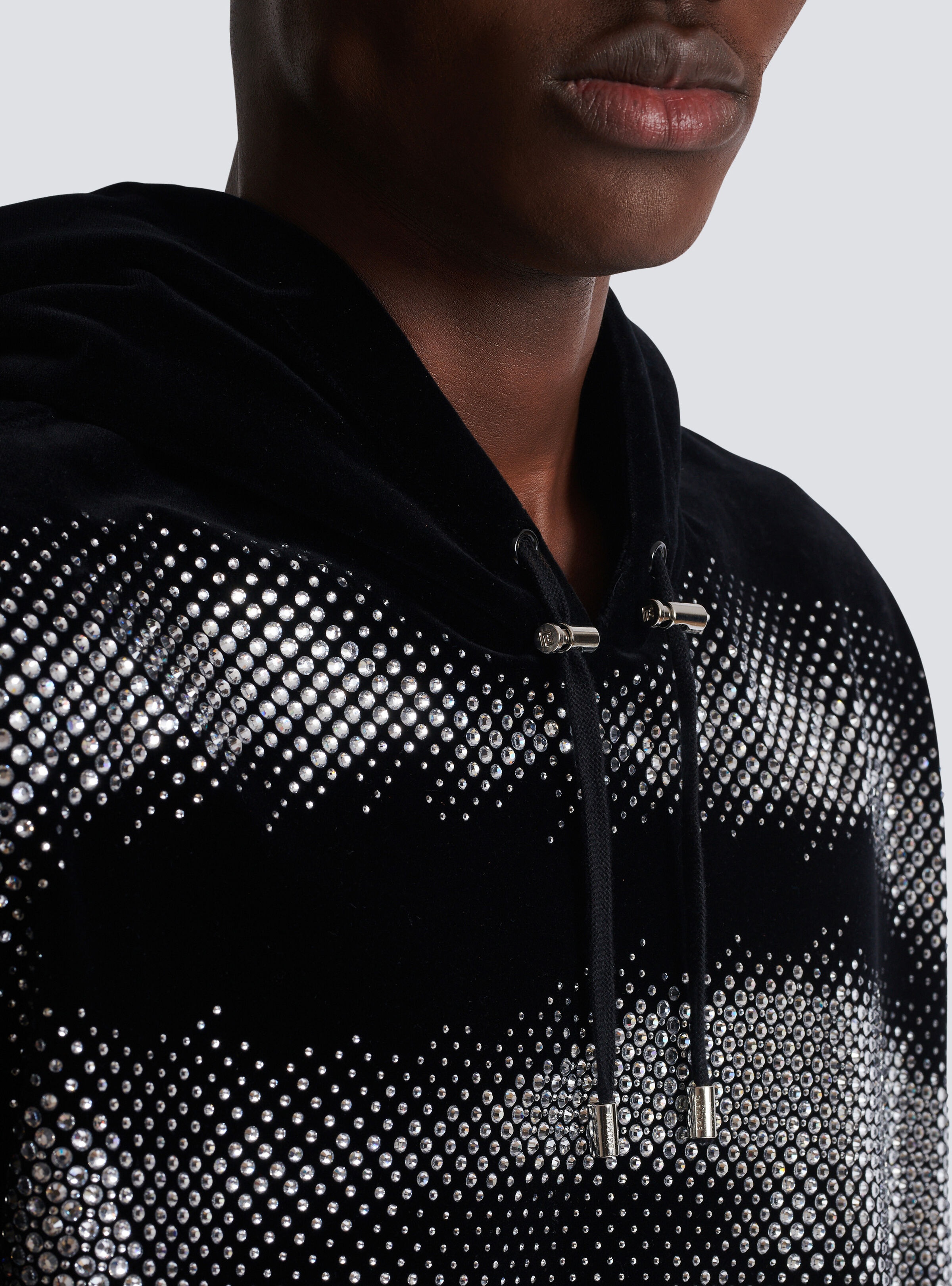 Velvet Balmain hoodie with crystals in an Eye motif - 8