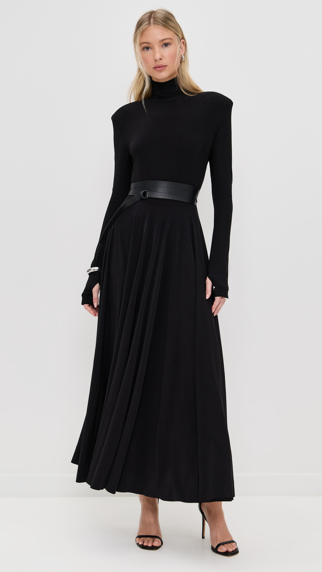 Shoulder Pad Turtle Flared Dress - 7