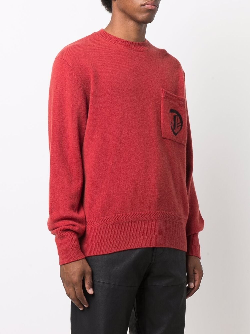 embroidered-logo crew neck jumper - 3