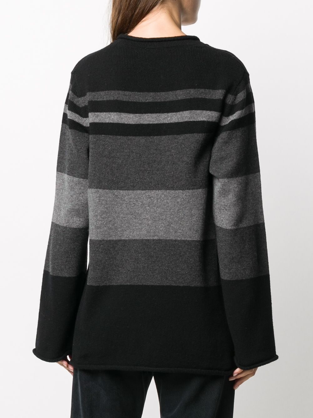 striped v-neck jumper - 4