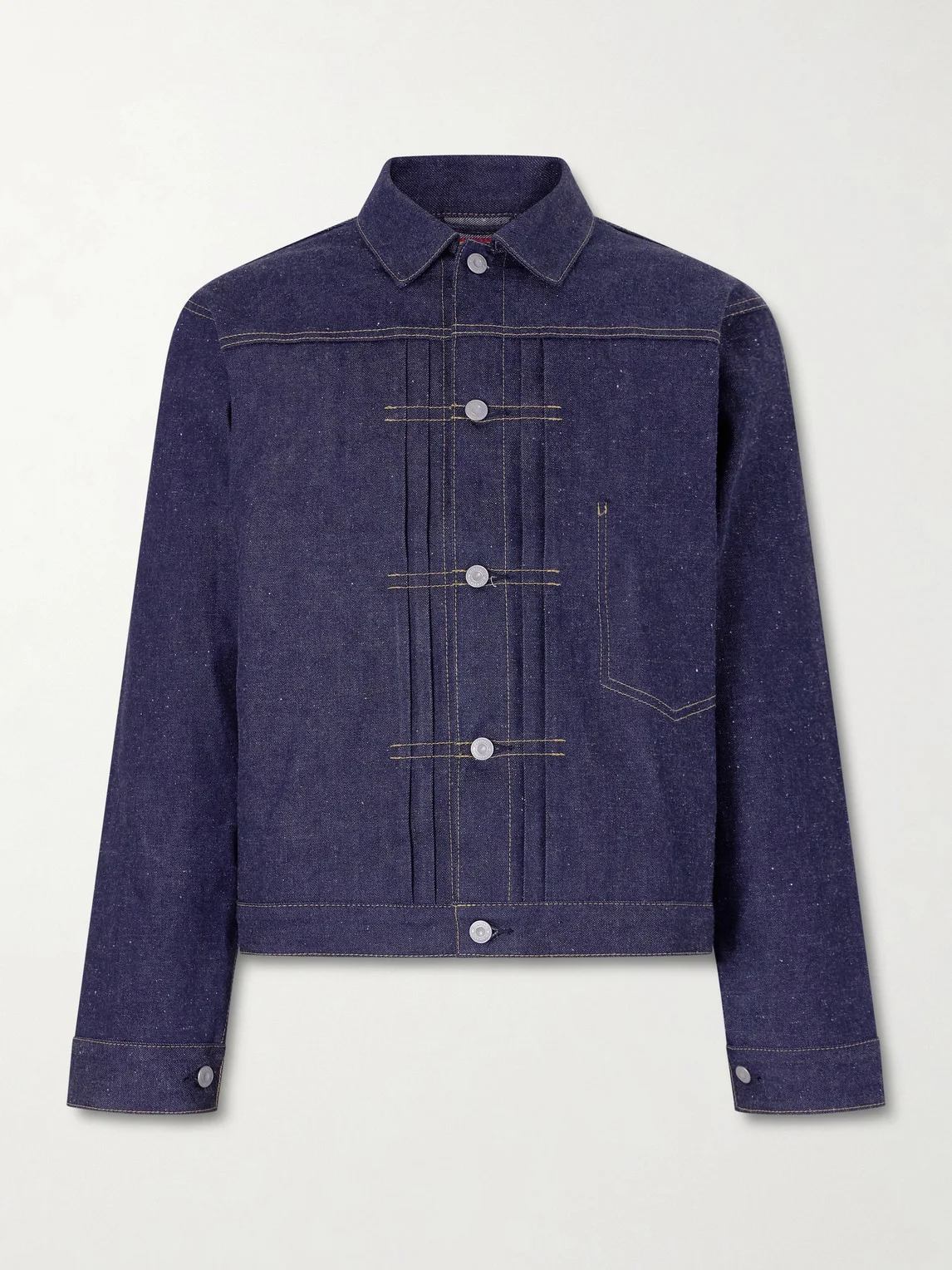 Pleated Denim Jacket - 1