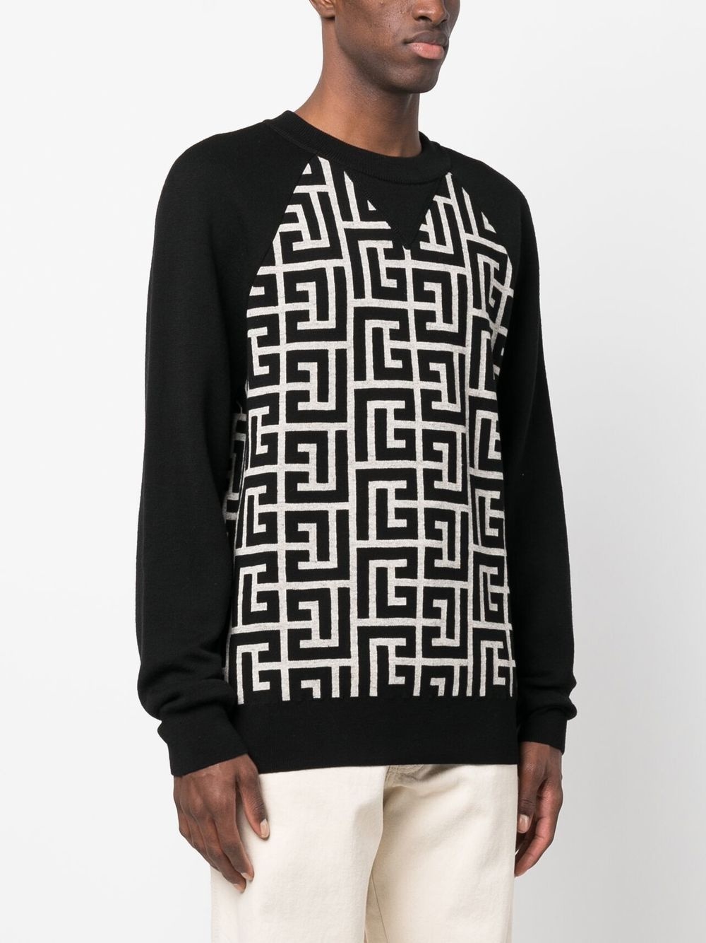 monogram panelled jumper - 3