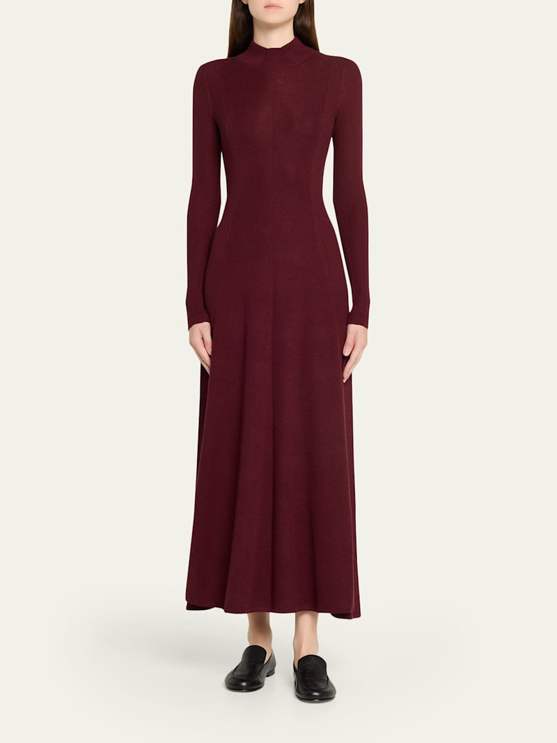 6397 Rib Godet Long-Sleeve Midi Dress outlook