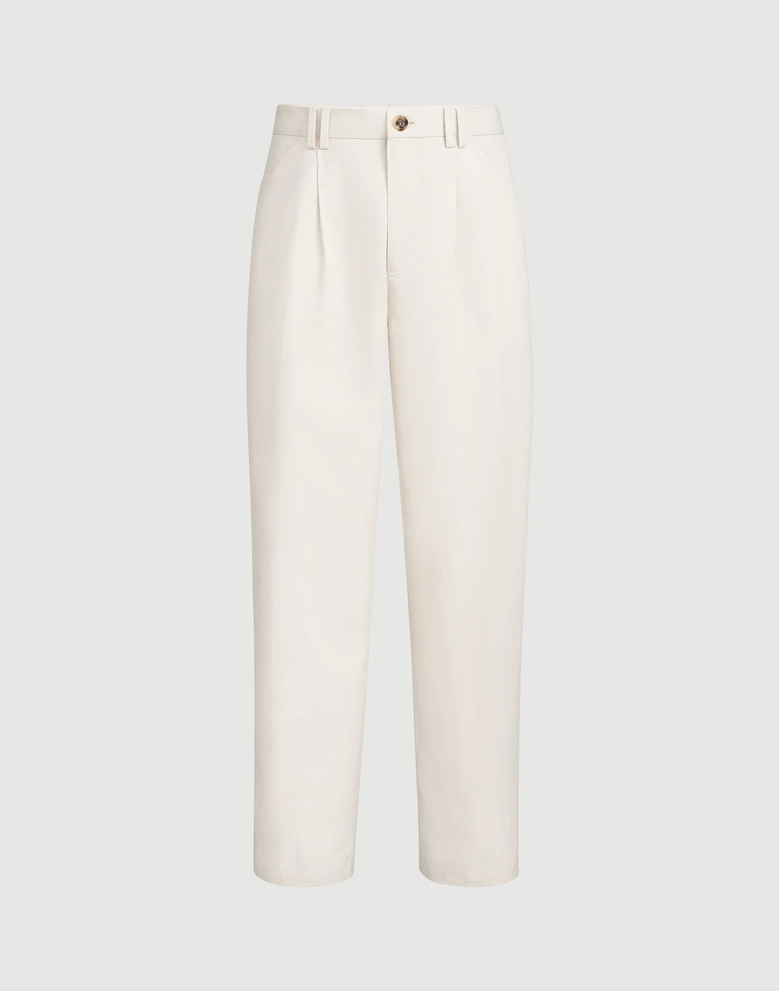 Cotton and linen canvas trousers with pleat - 1