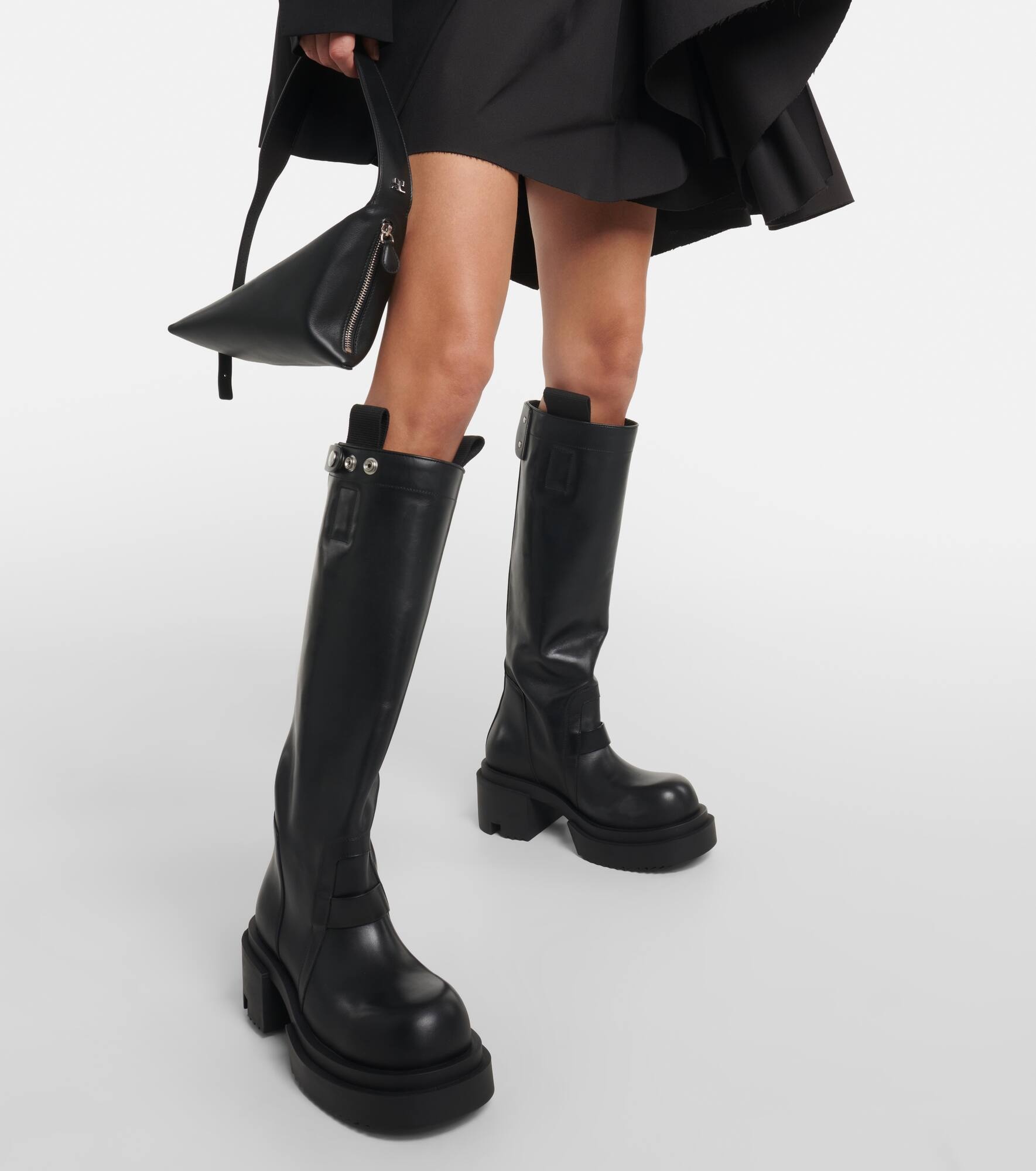 Pull On leather knee-high boots - 4