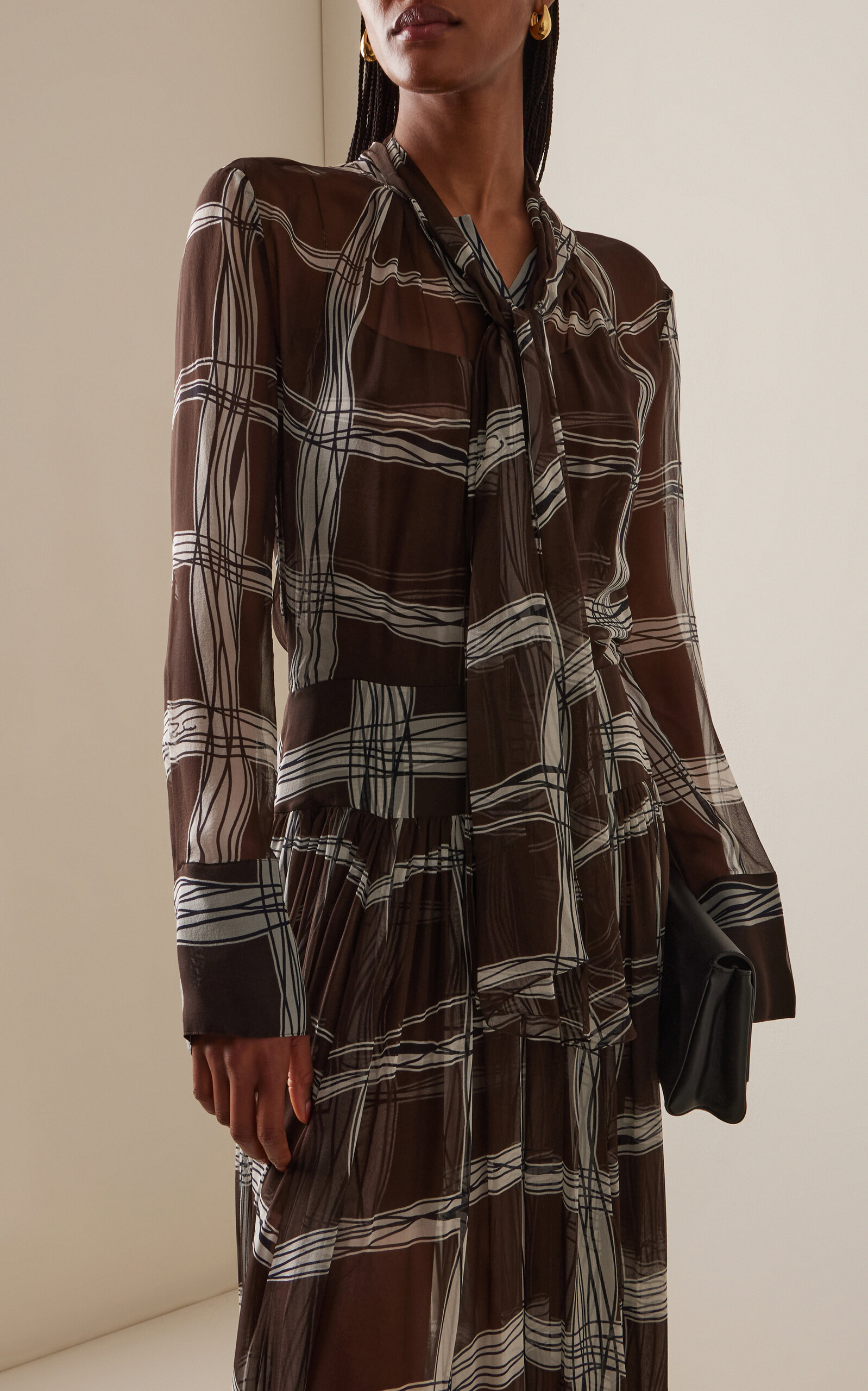 Silk Chiffon Maxi Shirt Dress multi - 3