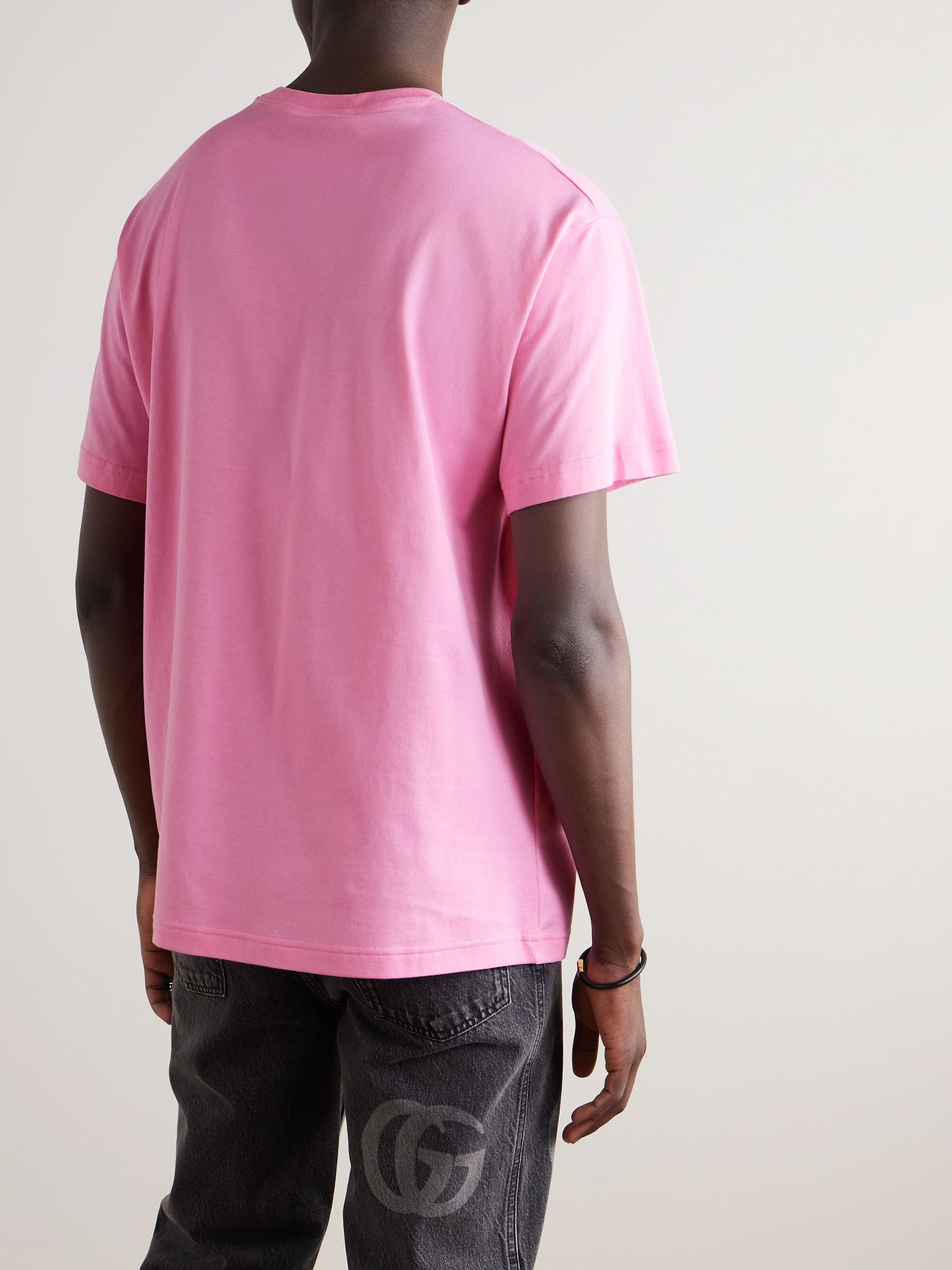 Logo-Print Cotton-Jersey T-Shirt Pink - 3