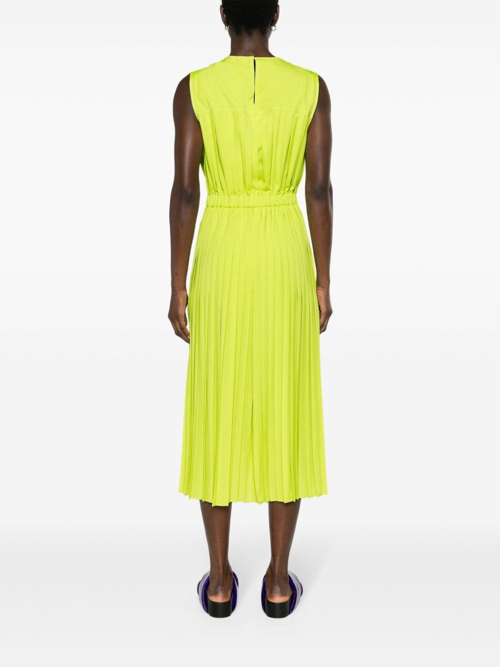 logo-appliquÃ© pleated midi dress - 4