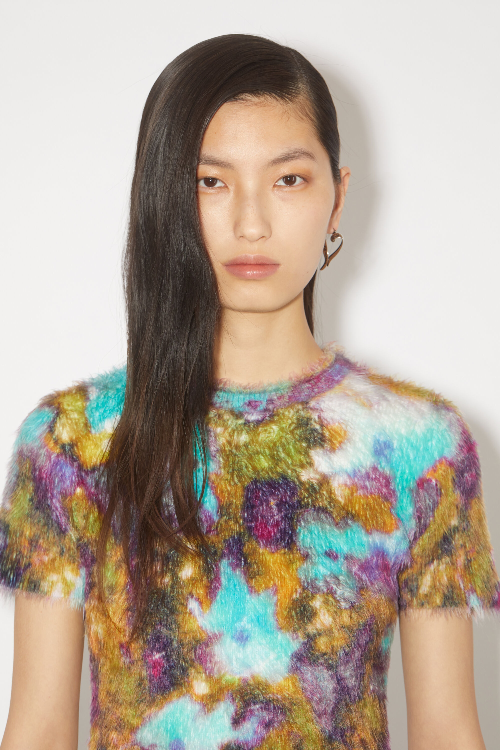 Floral knit t-shirt - Turquoise/purple - 4