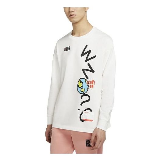 Air Jordan Alphabet Printing Round Neck Long Sleeves White CW4262-100 - 1