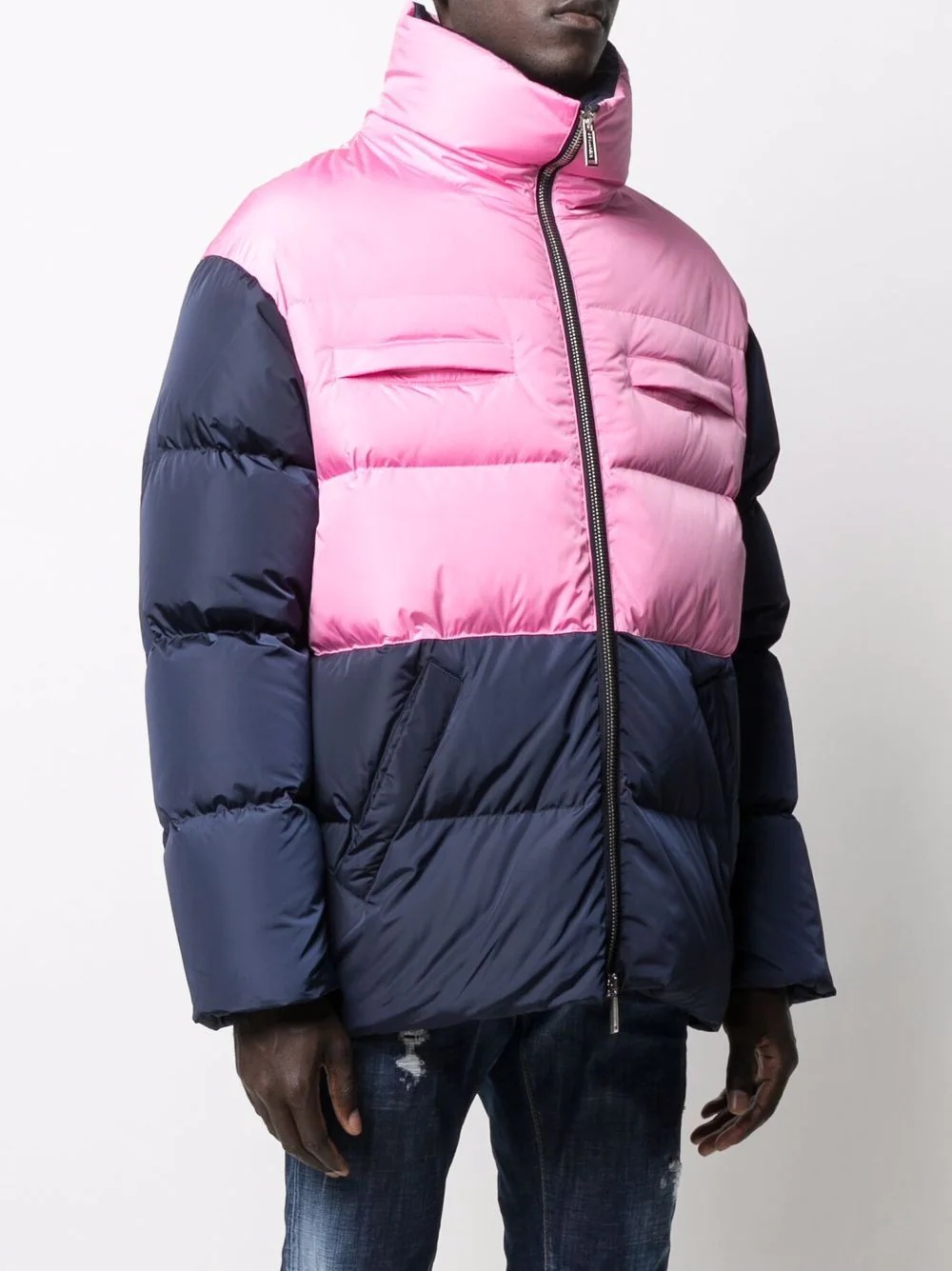 contrast-panel puffer coat - 3