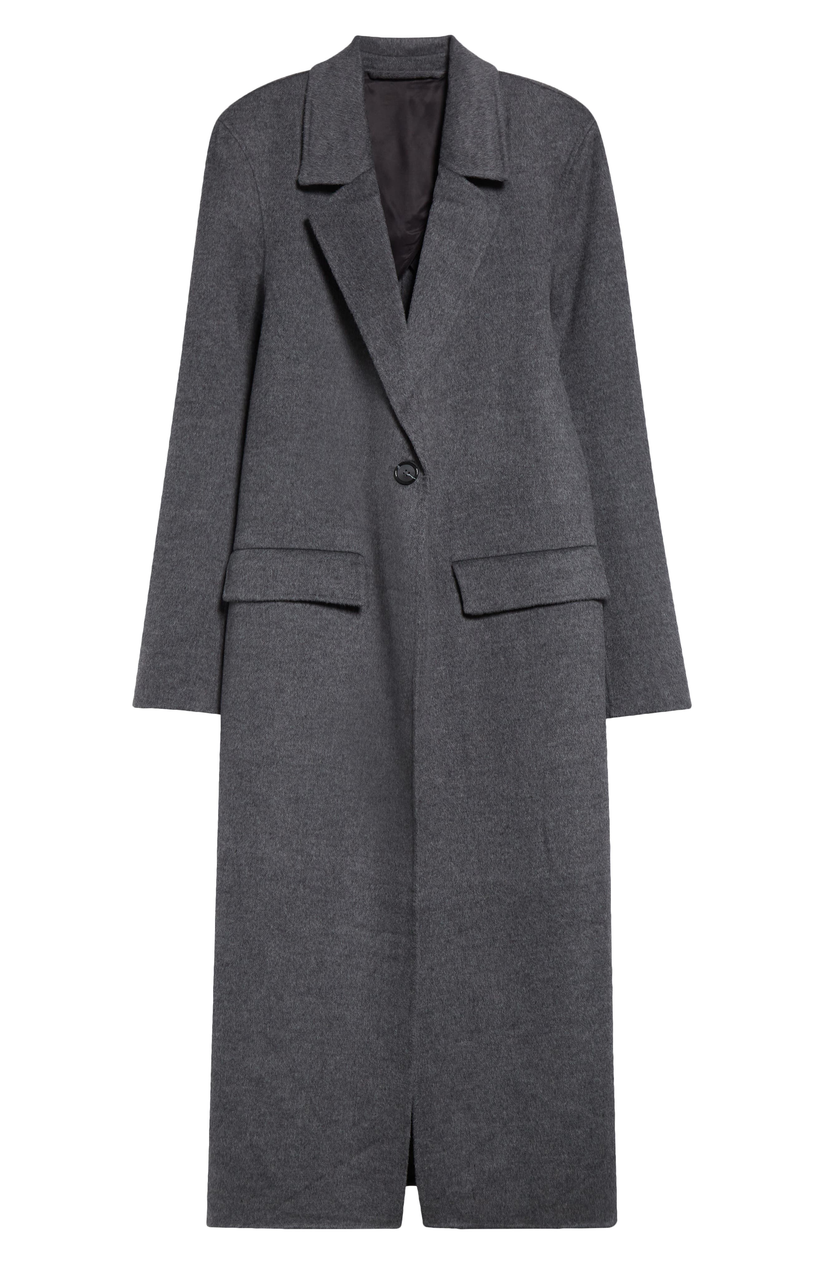 TOTEME One-Button Double Face Wool Long Coat in Mid Grey Melange at Nordstrom - 7