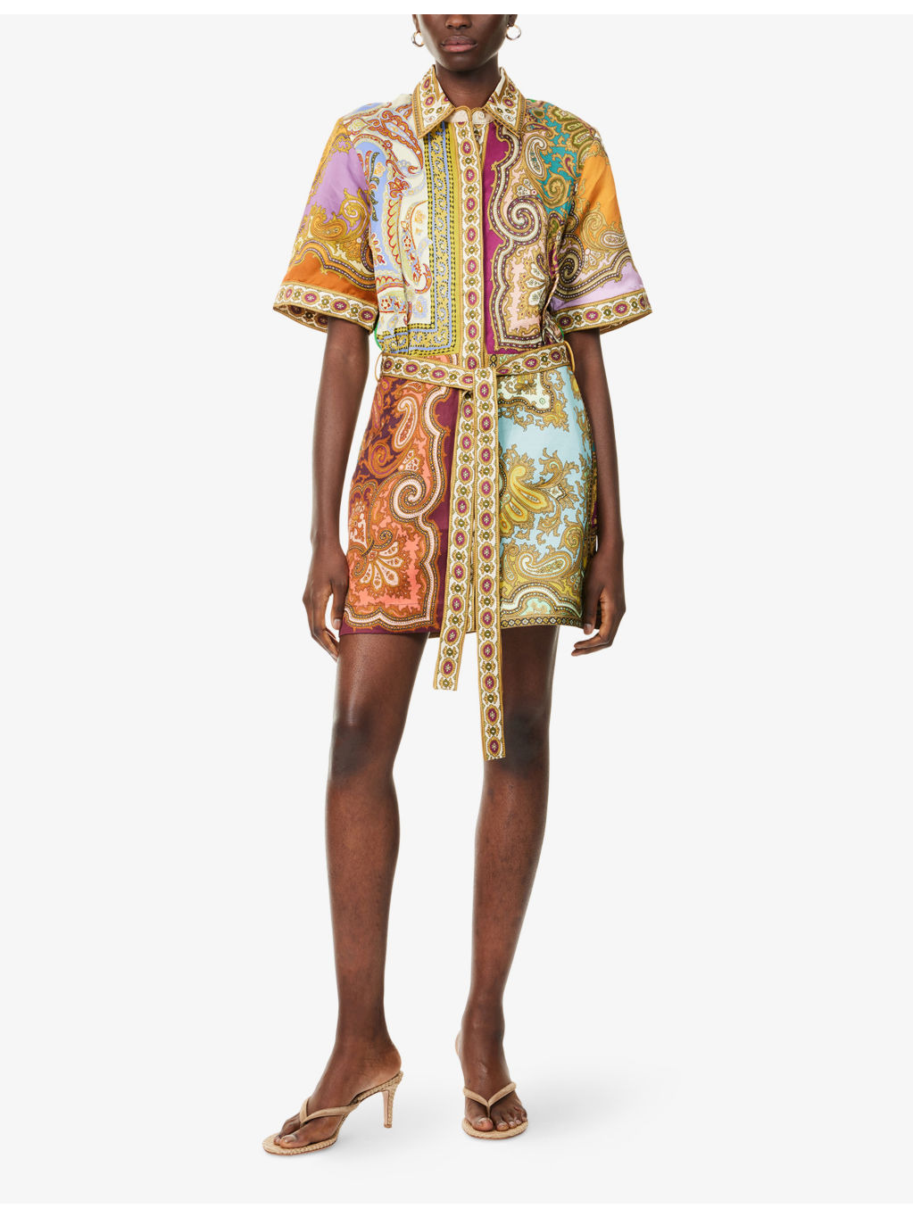 Clemenza Paisley Flax-Blend Mini Dress - 3