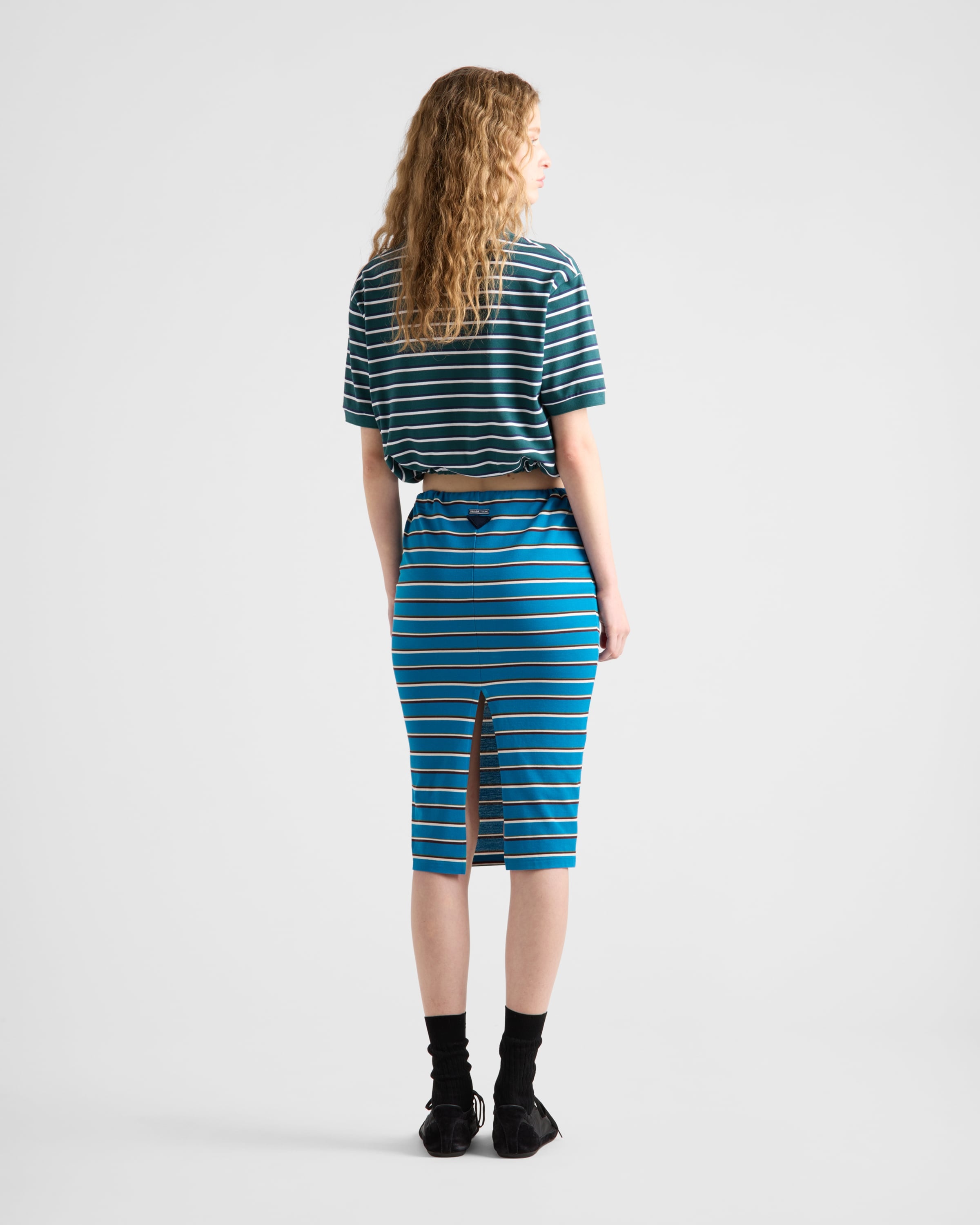 Prada ストライプピケ スカート Striped pique skirt 関税込 Prada Striped piqué skirt | REVERSIBLE