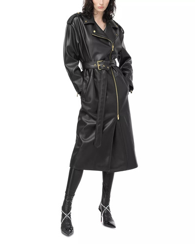 PINKO Faux Leather Moto Trench Coat outlook