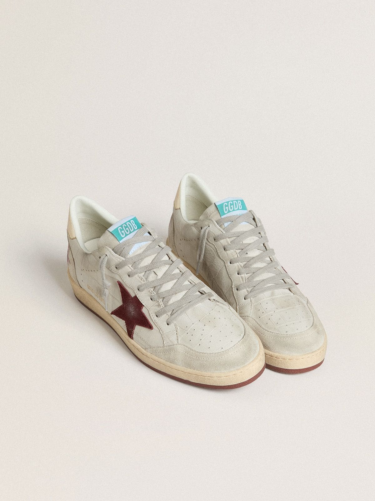 Men's Ball Star in crocodile-print nubuck with burgundy suede star - 2