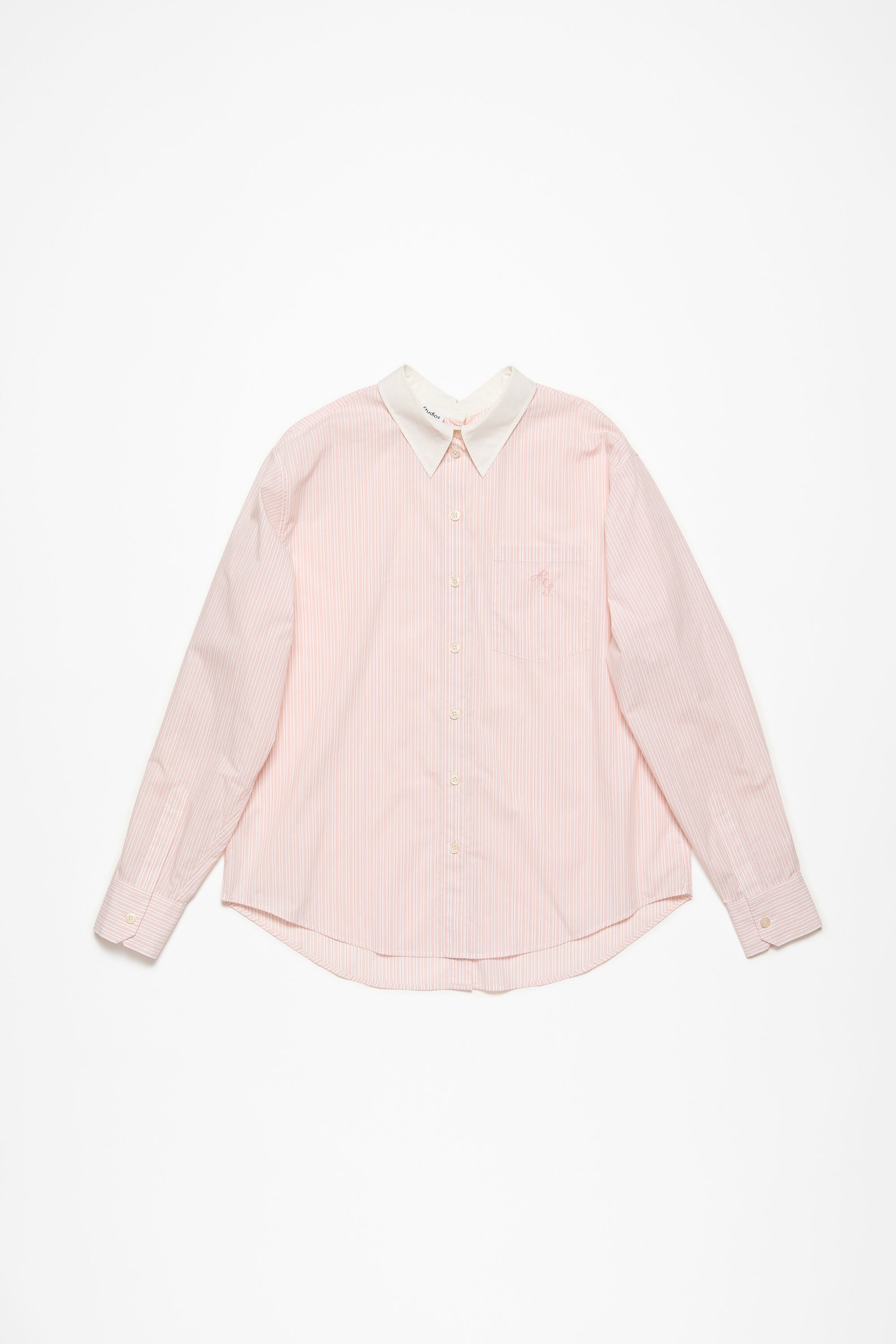 Stripe button-up shirt - Salmon pink/white - 6