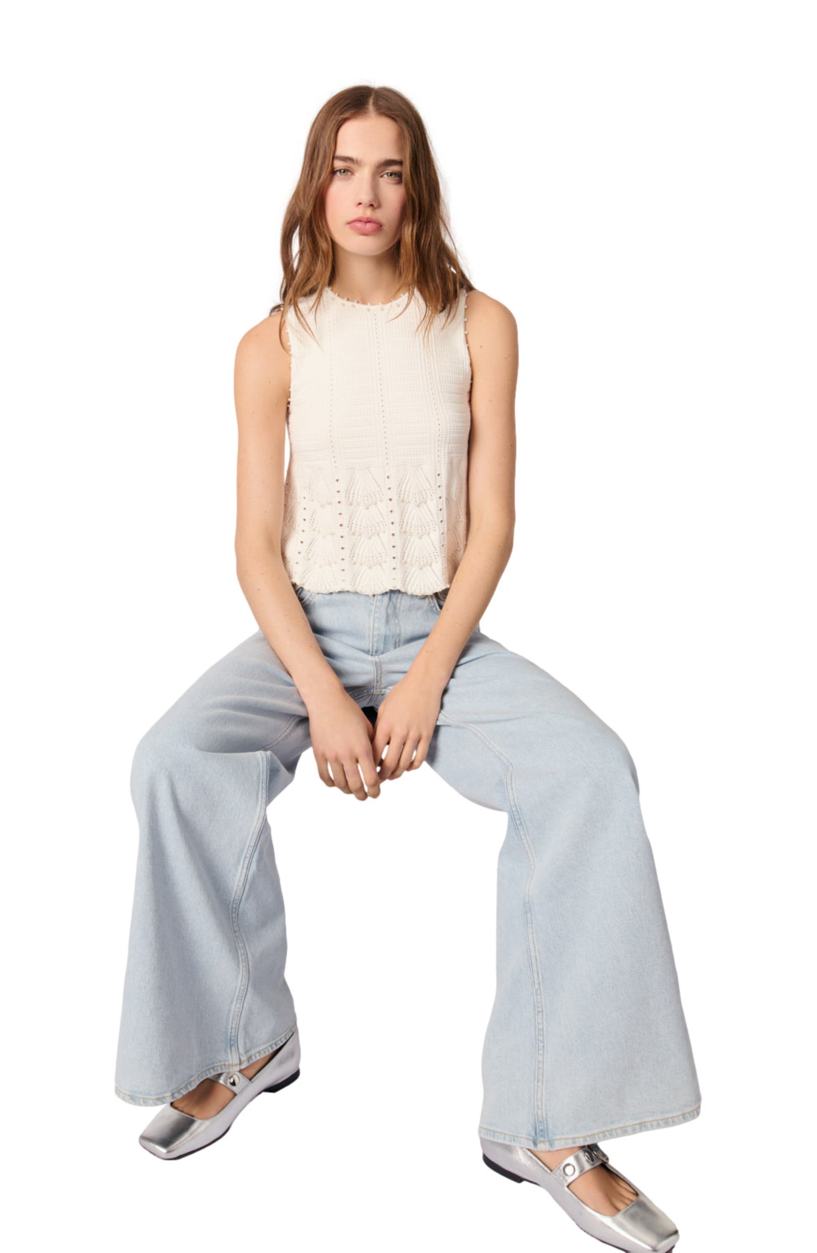 maje Faded wide-leg jeans in Light Blue at Nordstrom - 7