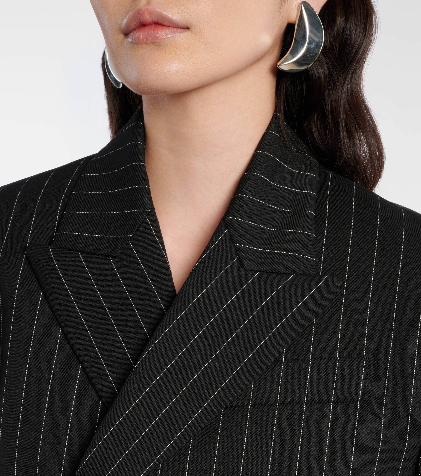 Pinstripe cropped wool blazer - 4
