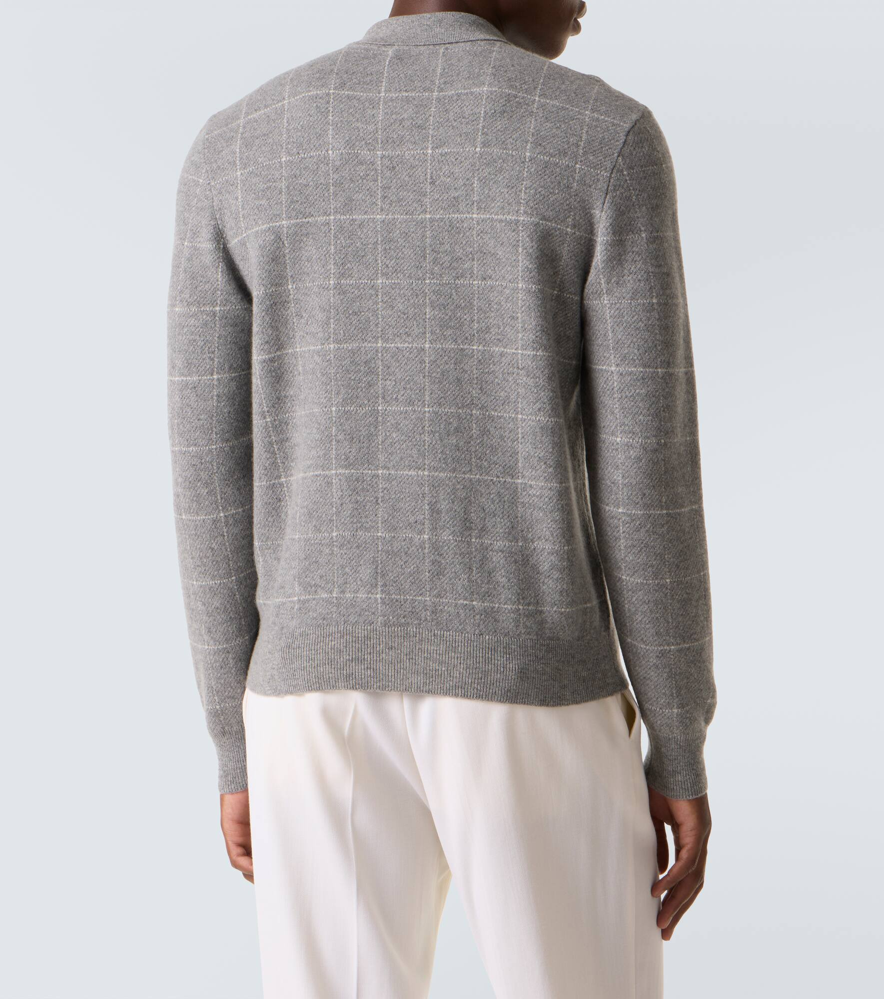 Checked cashmere polo sweater - 4
