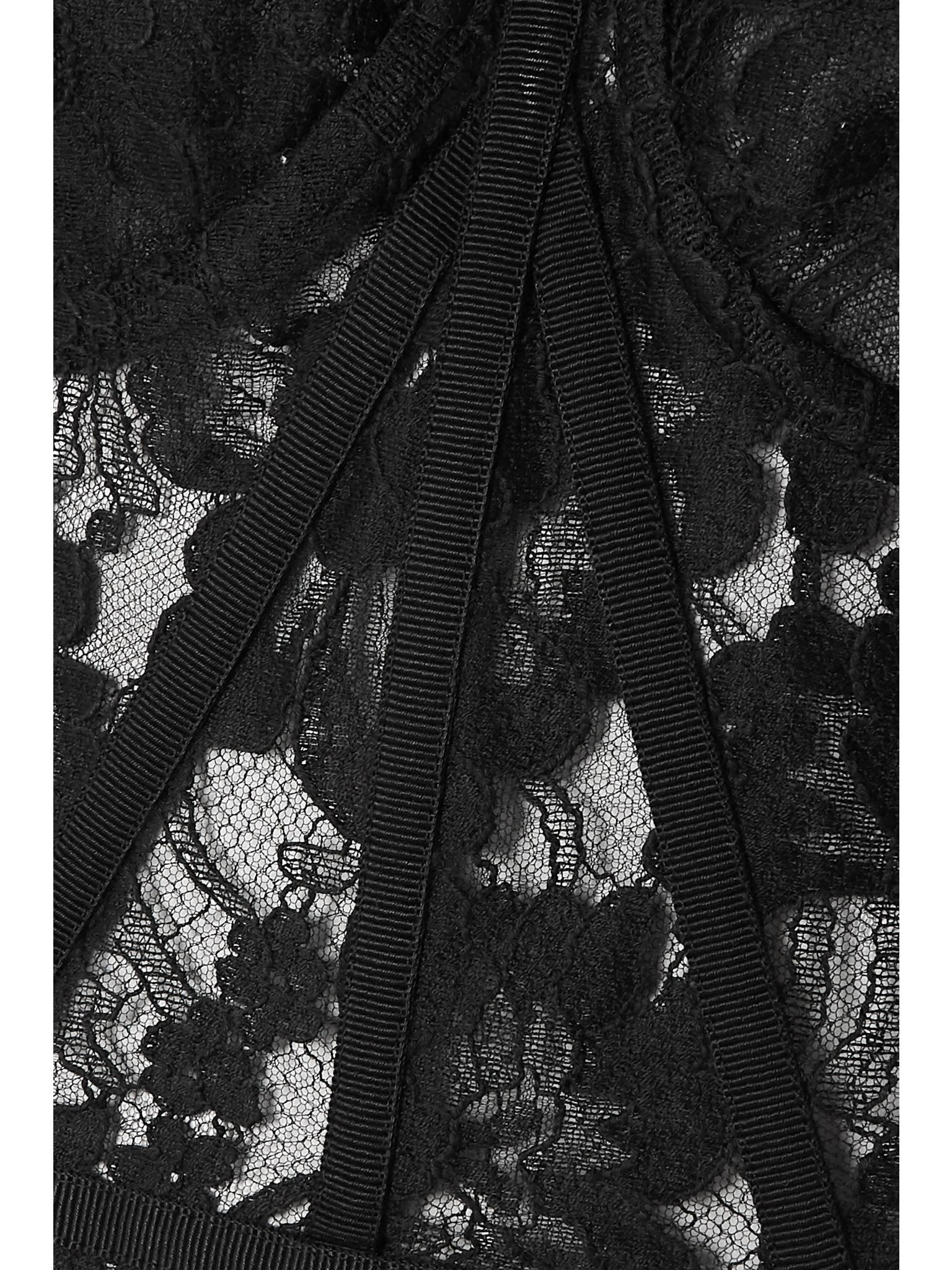 Grosgrain-trimmed lace bustier top Black - 5