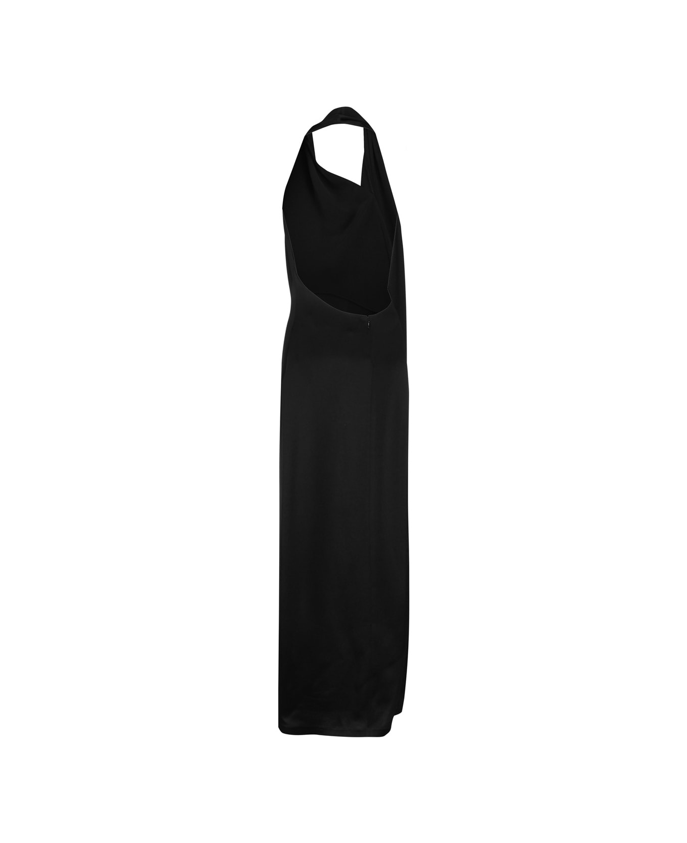 Black Satin Long Dress - 3