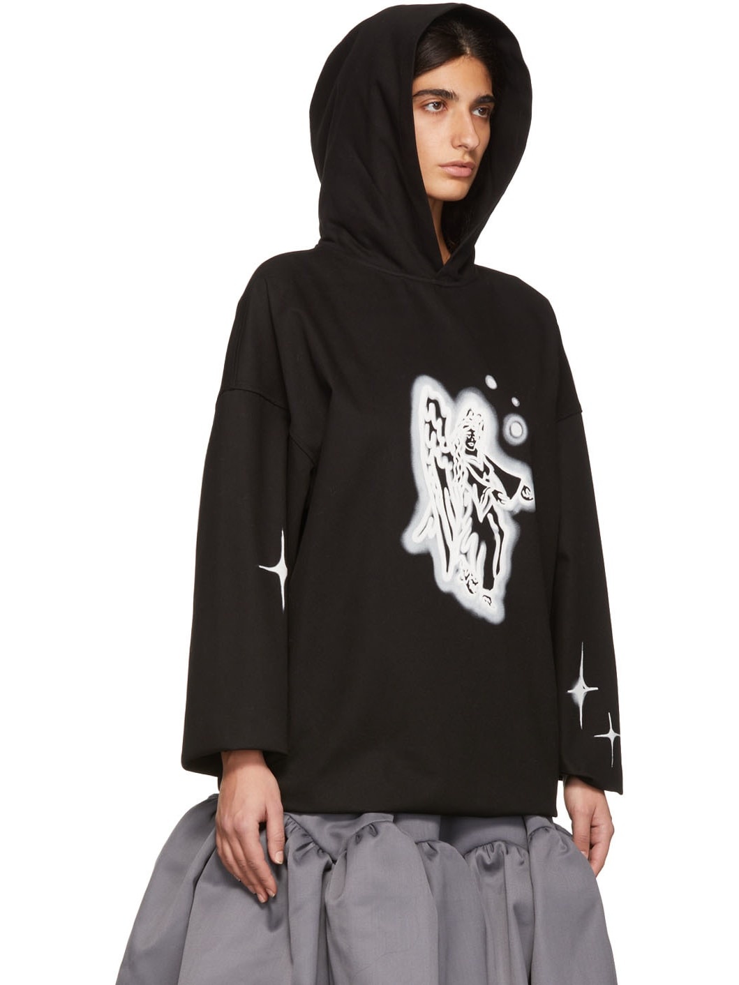 Black Cotton Hoodie - 2