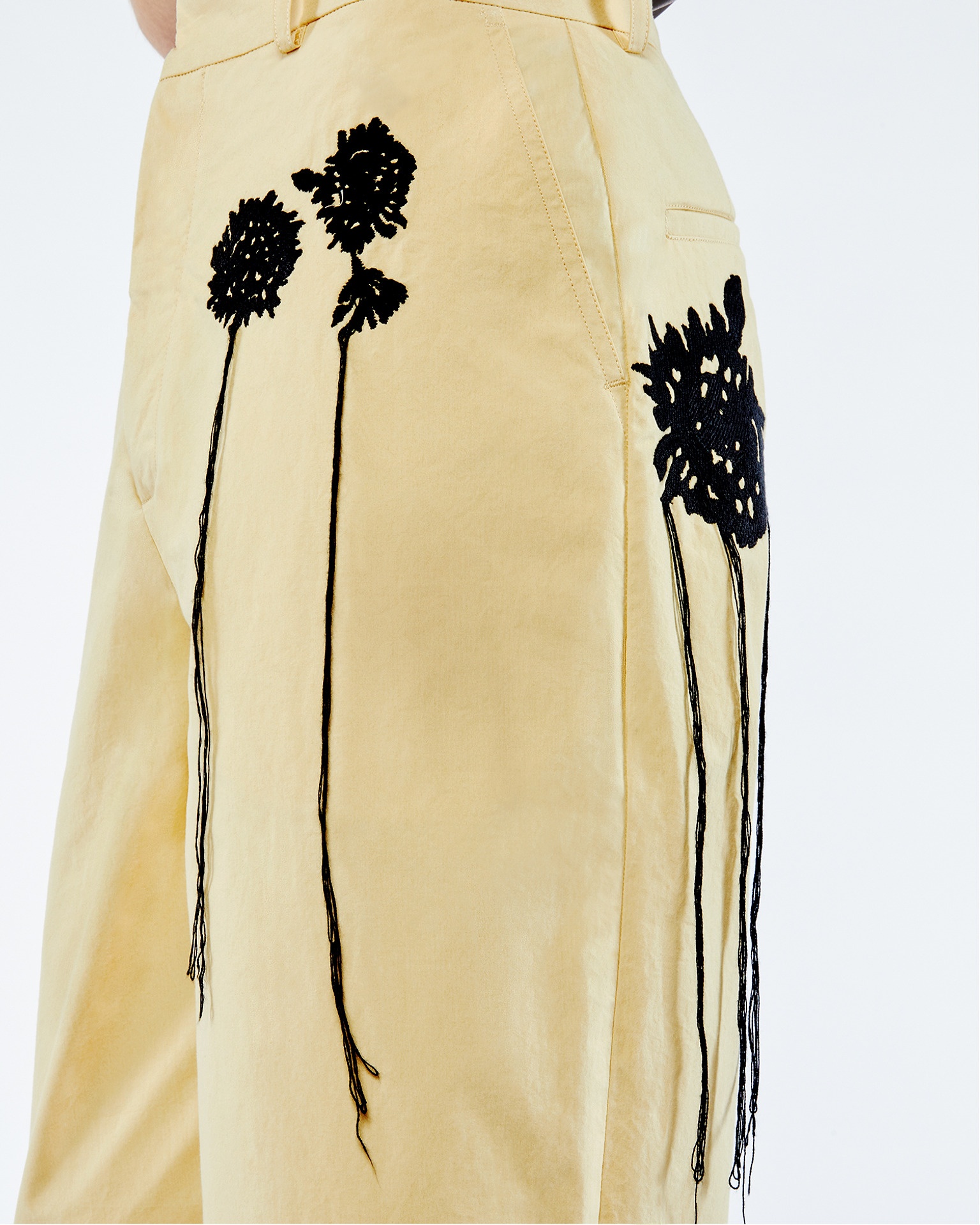 FARIS - Embroidered poplin pants - Vintage creme - 4