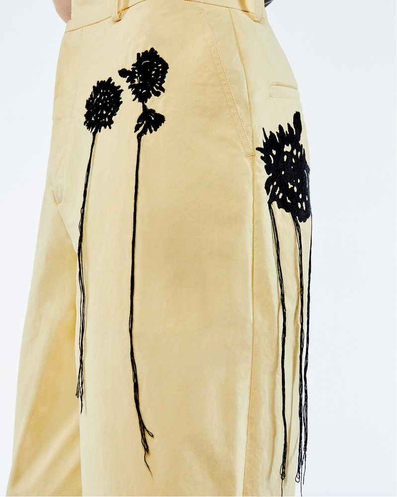 FARIS - Embroidered poplin pants - Vintage creme 4