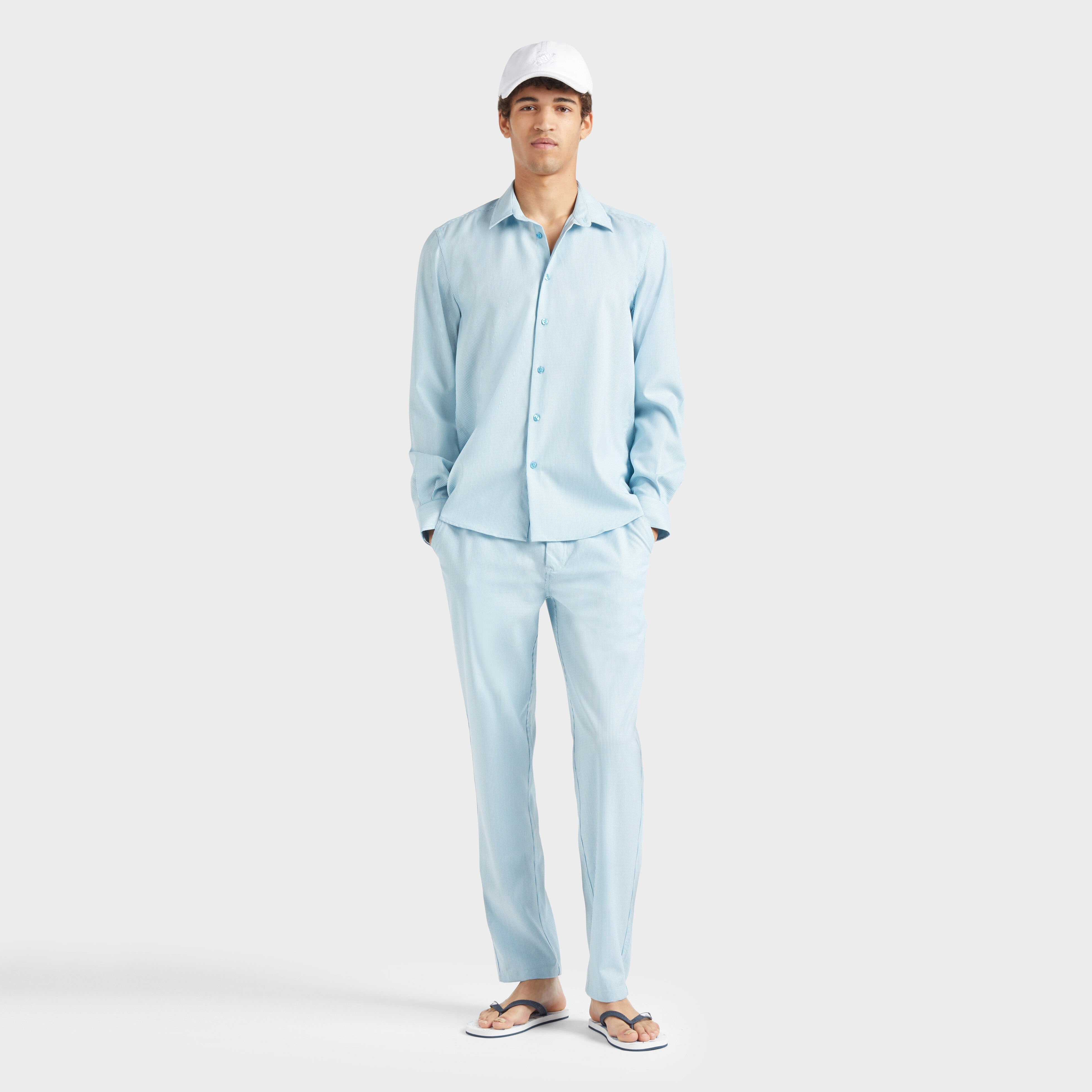 Men Wool Shirt Micro Rayures Tailoring - 5