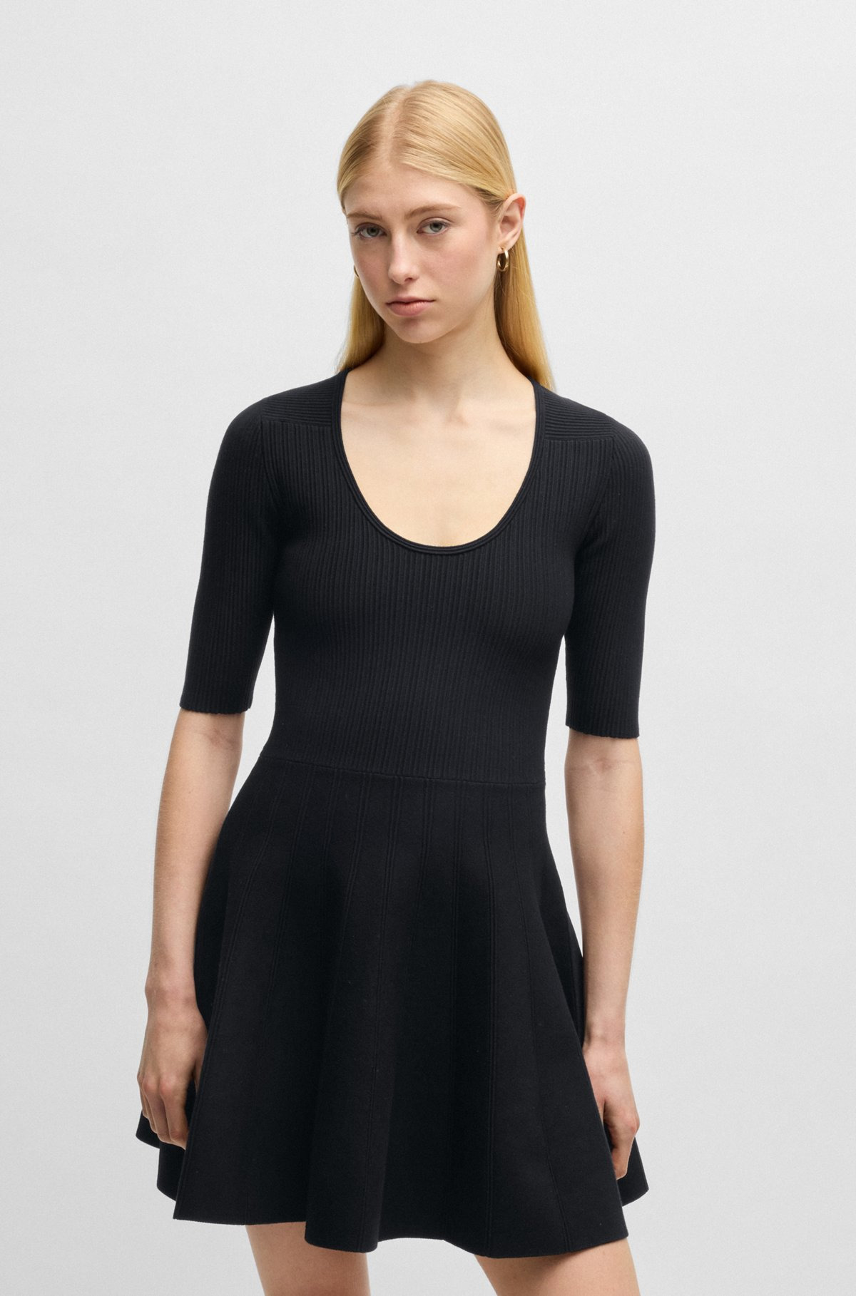 KNITTED DRESS IN OTTOMAN-STRUCTURED STRETCH FABRIC - 3